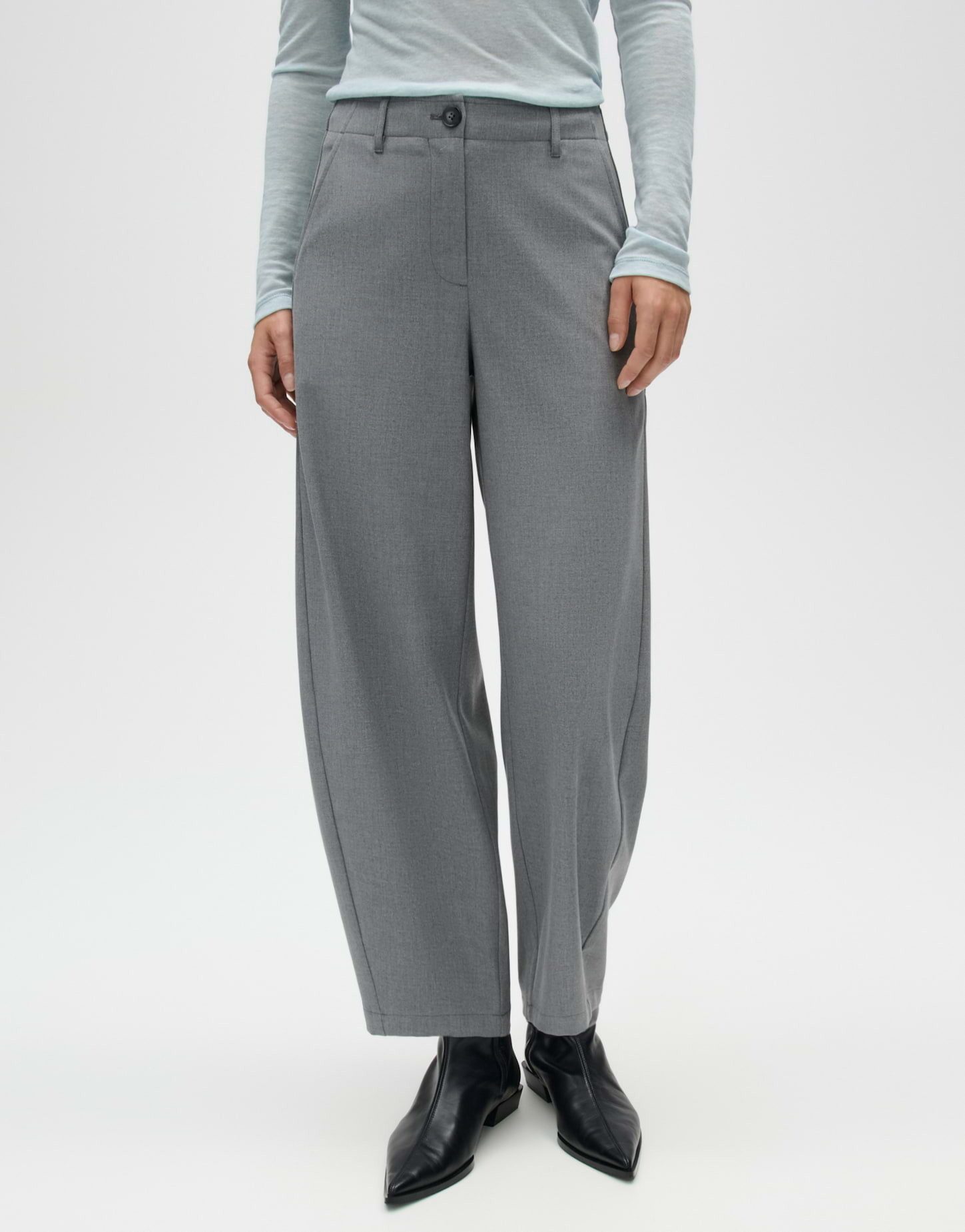 OPUS Stoffhose Myha horizon aus Webware mit ovaler Passform Ovale Barrel-Silhouette mit weich fließendem Fall und Seiteneinsatz