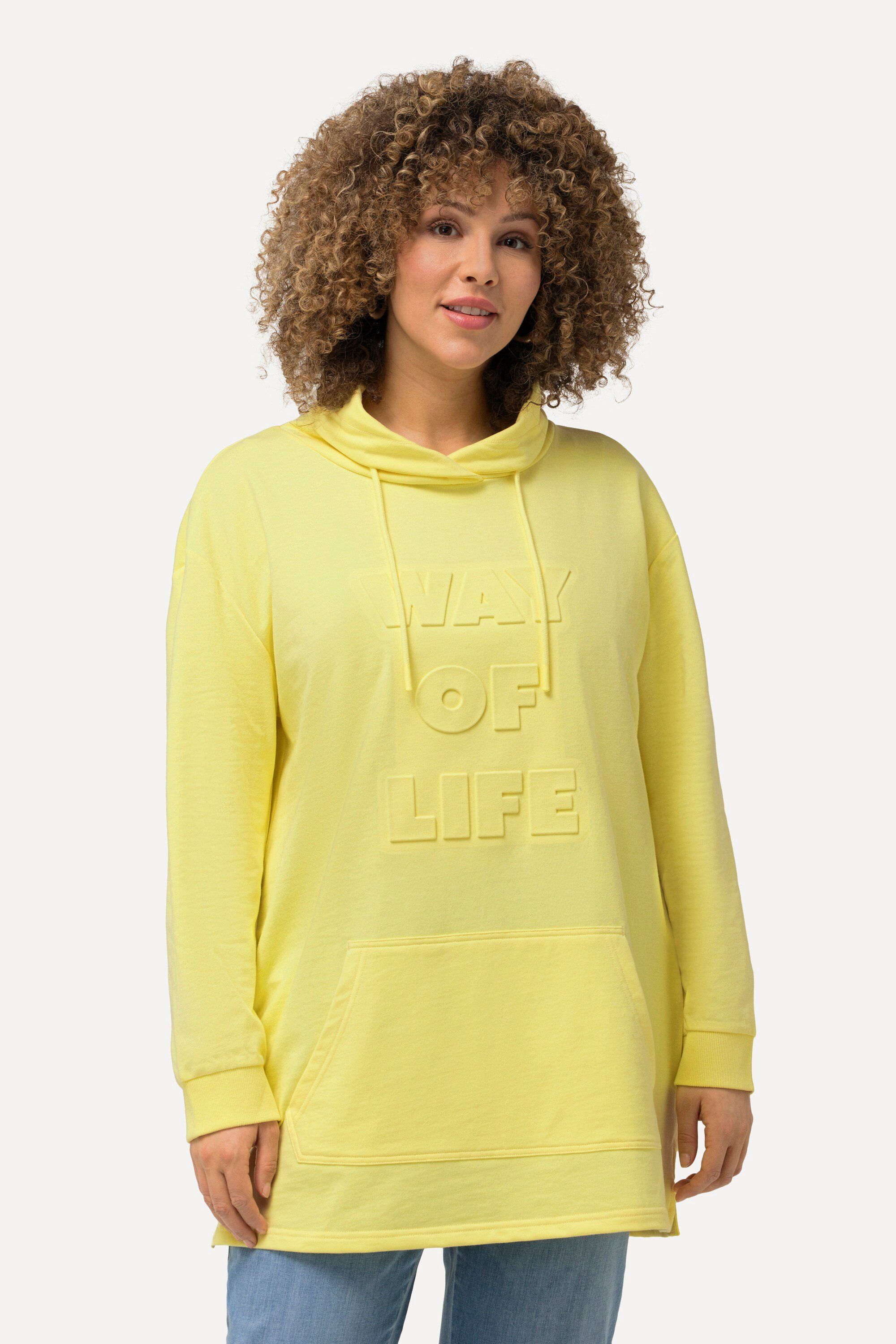 Ulla Popken Sweatshirt Sweatshirt 3D-Prägung Oversized Stehkragen Langarm