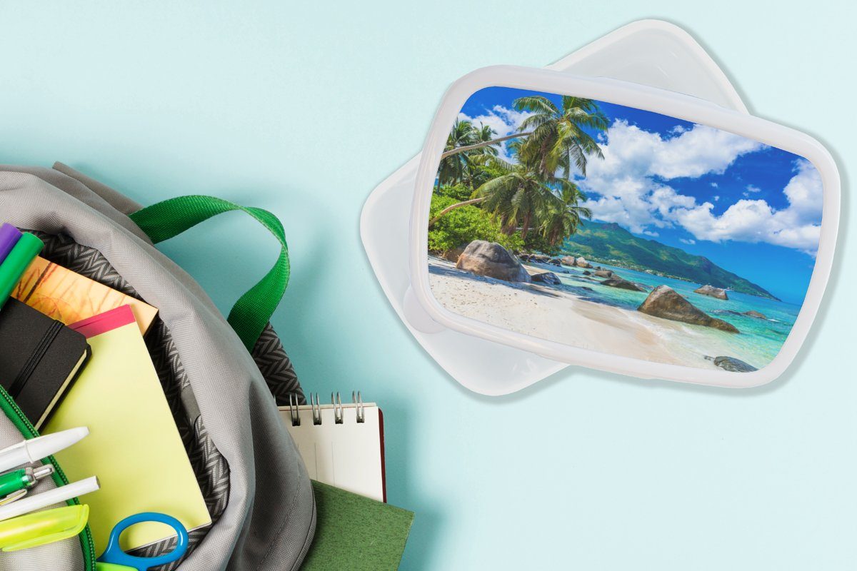 weiß - Kunststoff, Lunchbox - für Brotdose, für Erwachsene, (2-tlg), Jungs Mädchen MuchoWow Tropisch, Brotbox und Kinder Meer und Strand