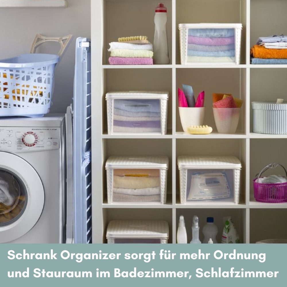 GarPet Aufbewahrungskorb Aufbewahrungsbox mit Deckel Frontöffnung Schrank Organizer Stapelbox
