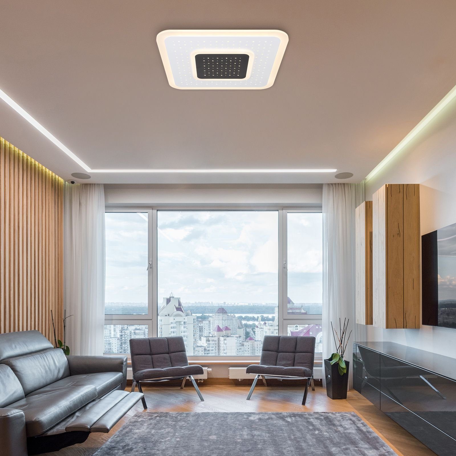 Deckenlampe Globo GLOBO Fernbedienung LED Deckenleuchte Dimmbar Deckenleuchte Wohnzimmer