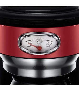 RUSSELL HOBBS Filterkaffeemaschine Retro Ribbon Red 21700-56, 1,25l Kaffeekanne, Papierfilter 1x4