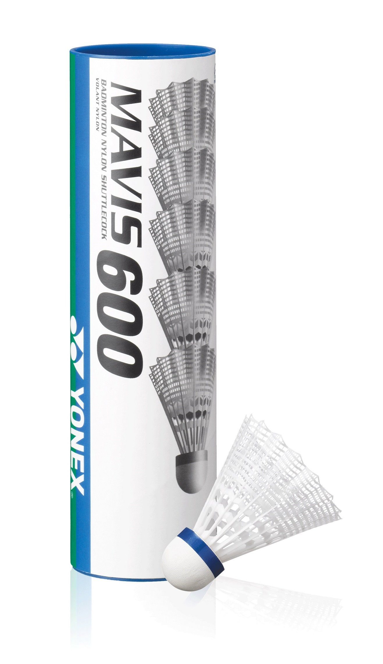Yonex Badmintonball Mavis 600 Nylon weiss Dose 6er, Geschwindigkeit: schnell
