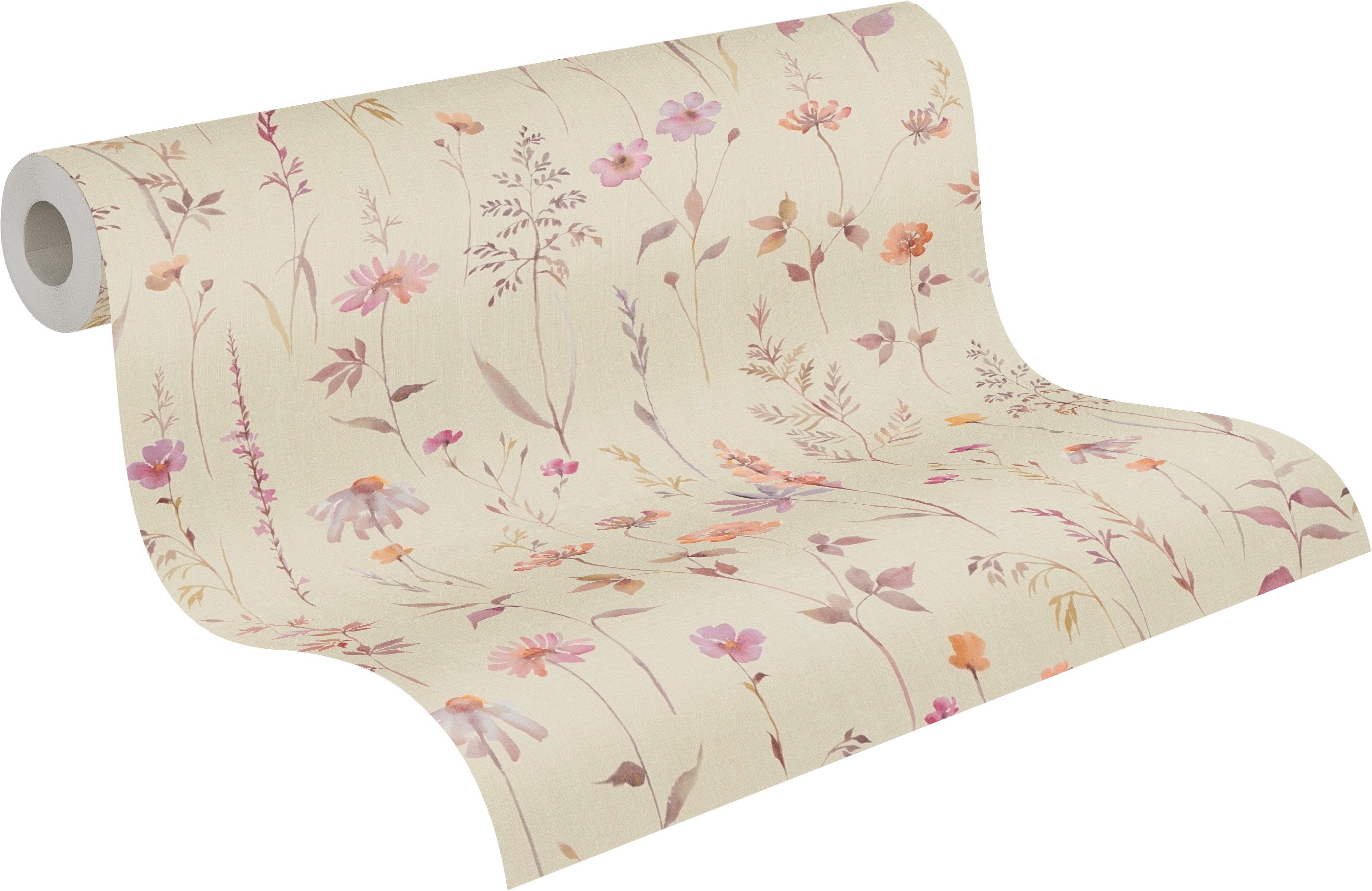 A.S. Création Vliestapete Trend Spectrum Floral – Romantische Blütenranken Vliestapete, leicht strukturiert, floral, matt, geblümt, (1 St), Romantische Blüten-  – Bild 2 von 5