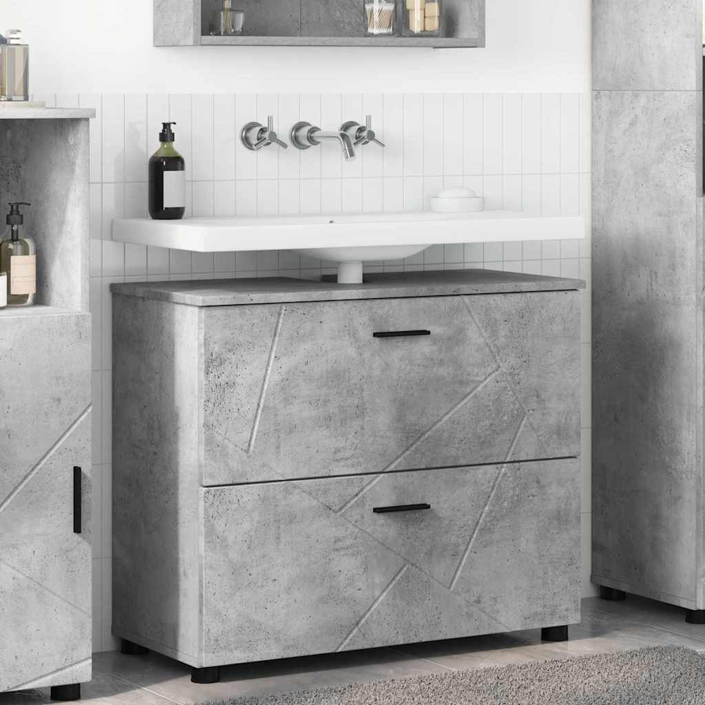 vidaXL Badezimmerspiegelschrank Badezimmerschrank Betongrau 76,5 x 35 x 64 cm (1-St)
