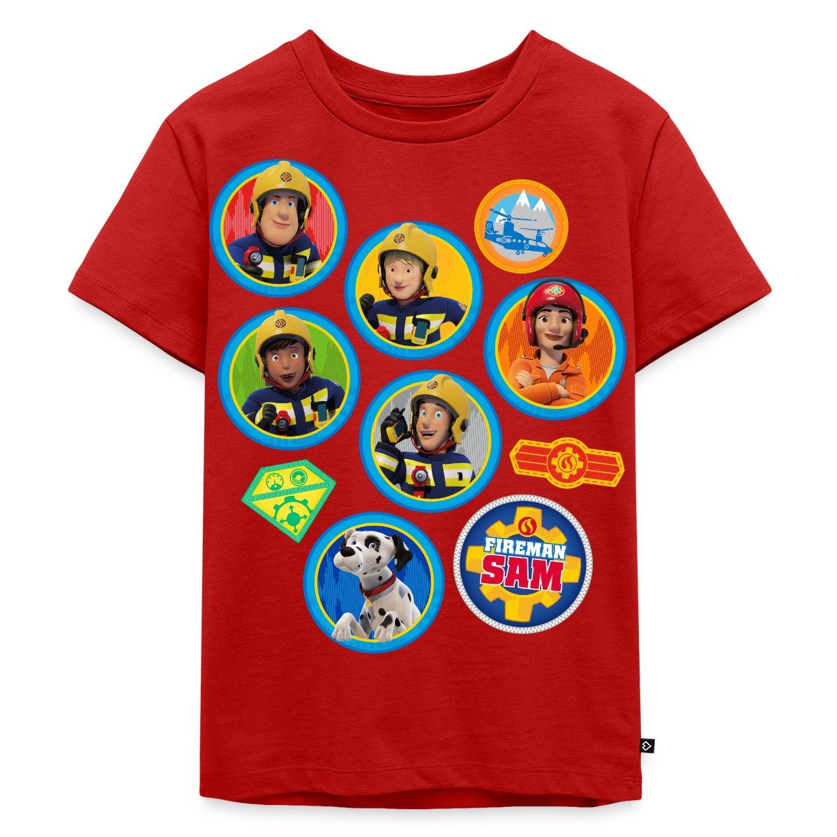 T-Shirt Feuerwehrmann Sam™ Patch-Design Vom Ganzen Team Kinder Premium T-Shirt