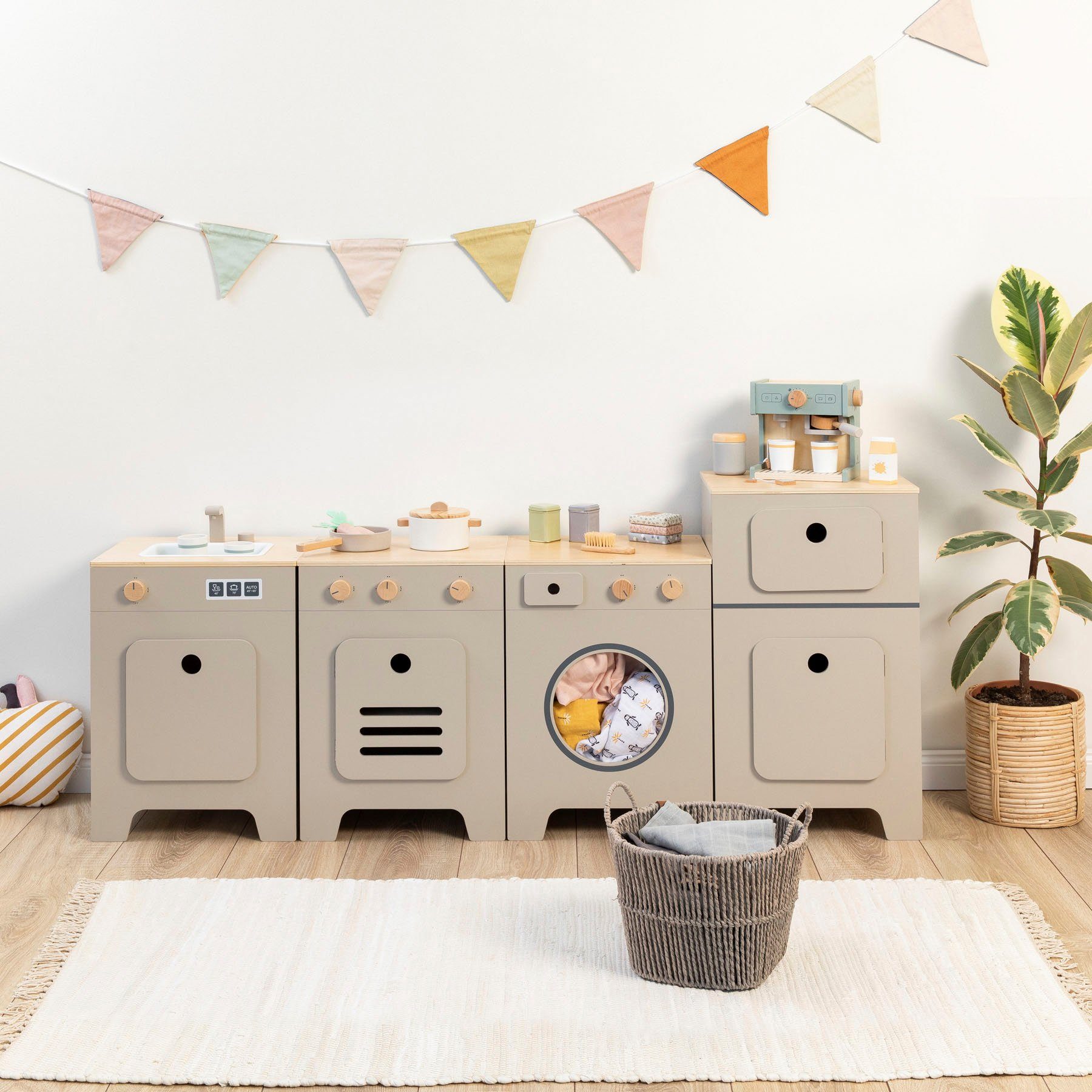 MUSTERKIND® Kinder-Waschmaschine Mix & Match, warmgrau/natur