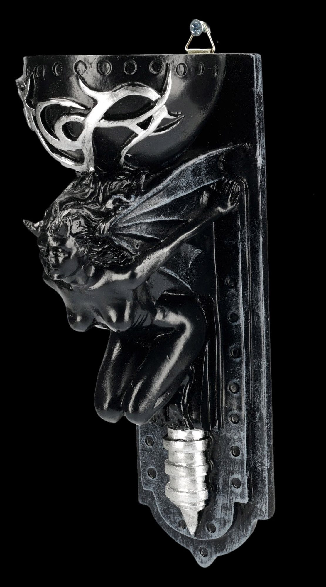 Figuren Shop GmbH Wanddekoobjekt Dämonin Figur – Wandkerzenhalter Gothic Deko Skulptur 21 cm Wanddeko