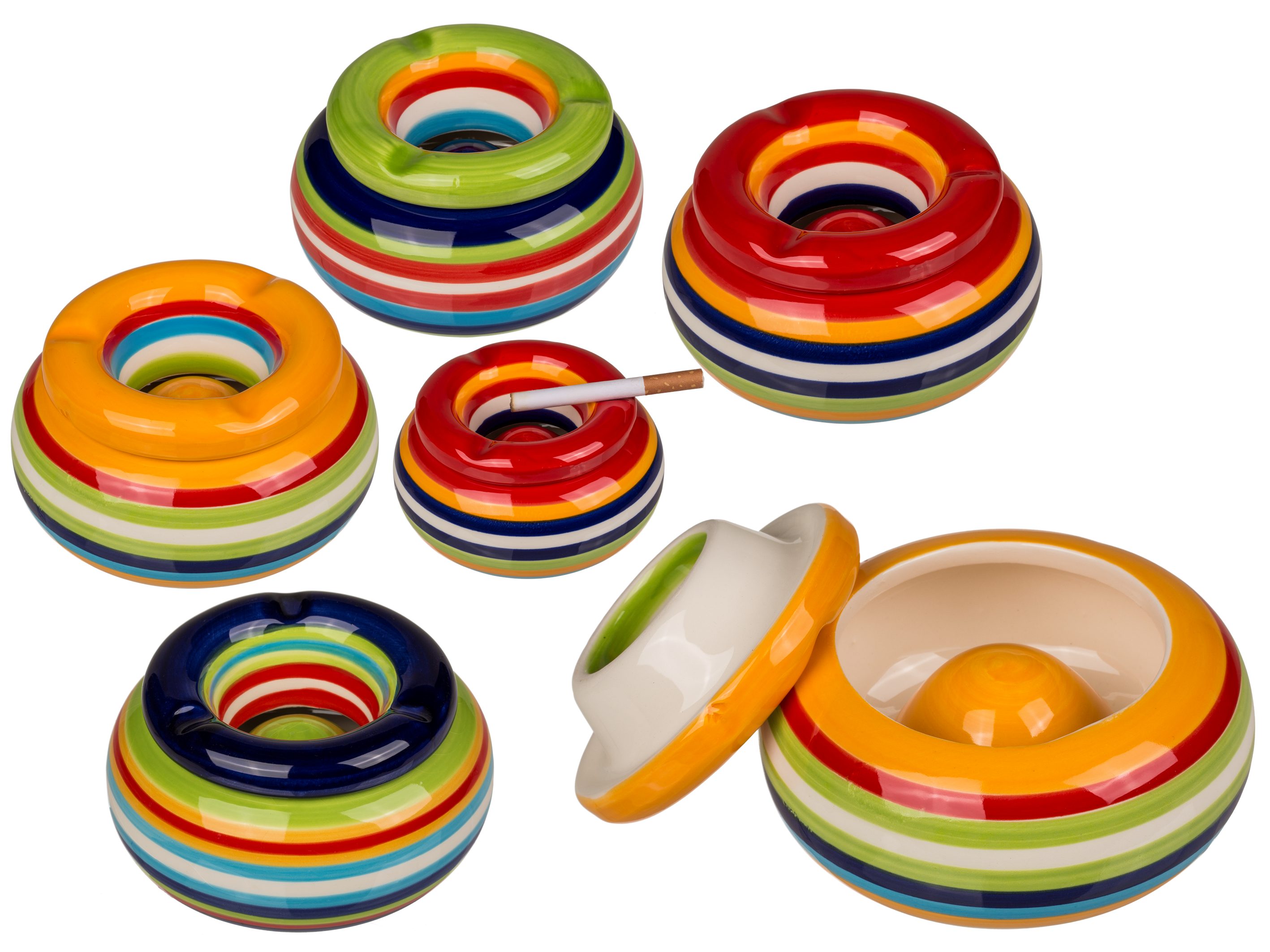 Riyashop Haushaltshobel Windaschenbecher Tischaschenbecher Streifen Porzellan (Klein Mint)