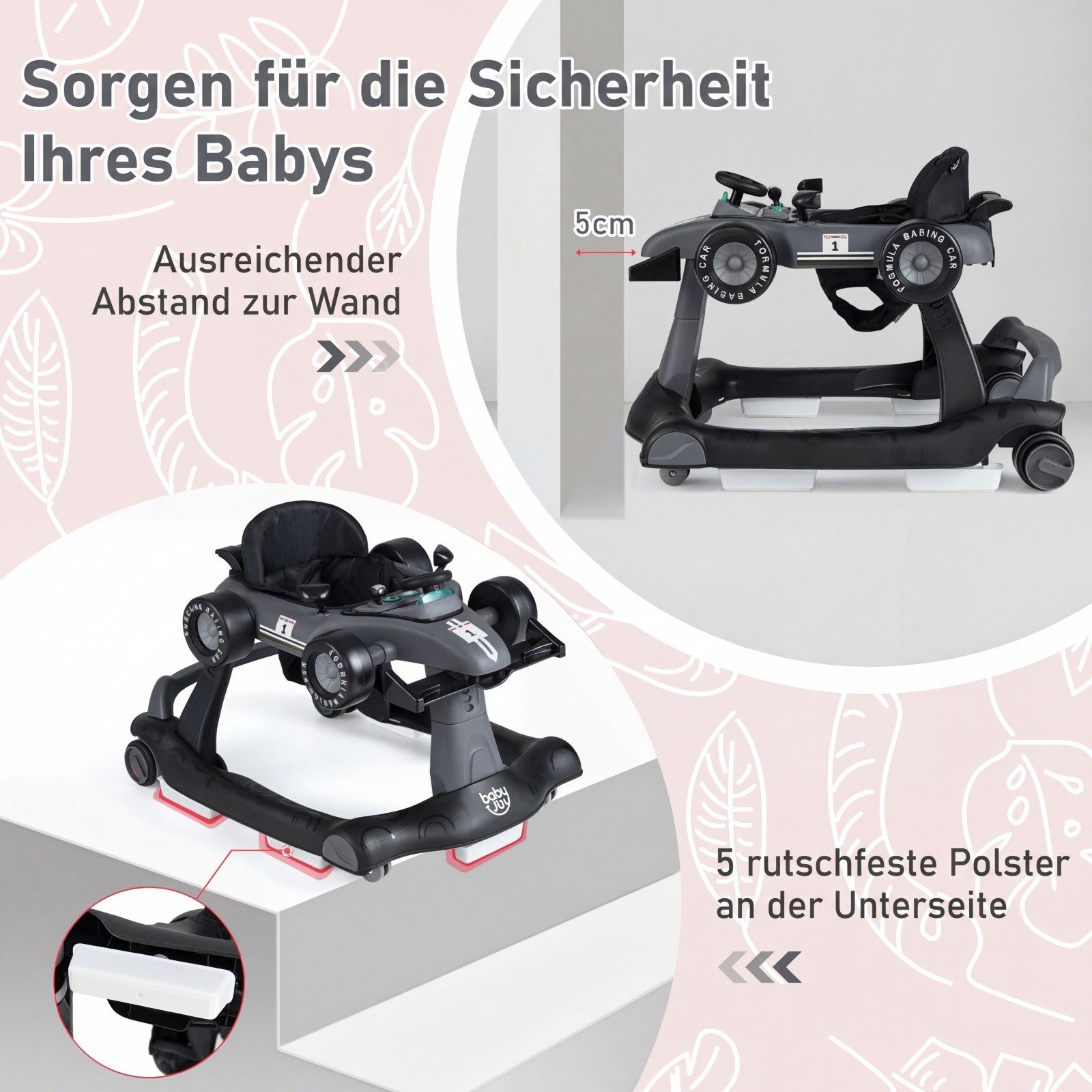 COSTWAY Lauflernhilfe 4 in 1 Lauflernwagen, mit Musik, Licht, ab 6 Monaten