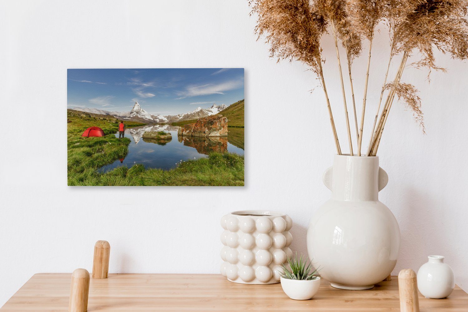 OneMillionCanvasses® Leinwandbild Camping in cm Aufhängefertig, Wanddeko, Landschaft, Schweizer St), Wandbild Leinwandbilder, einer 30x20 (1