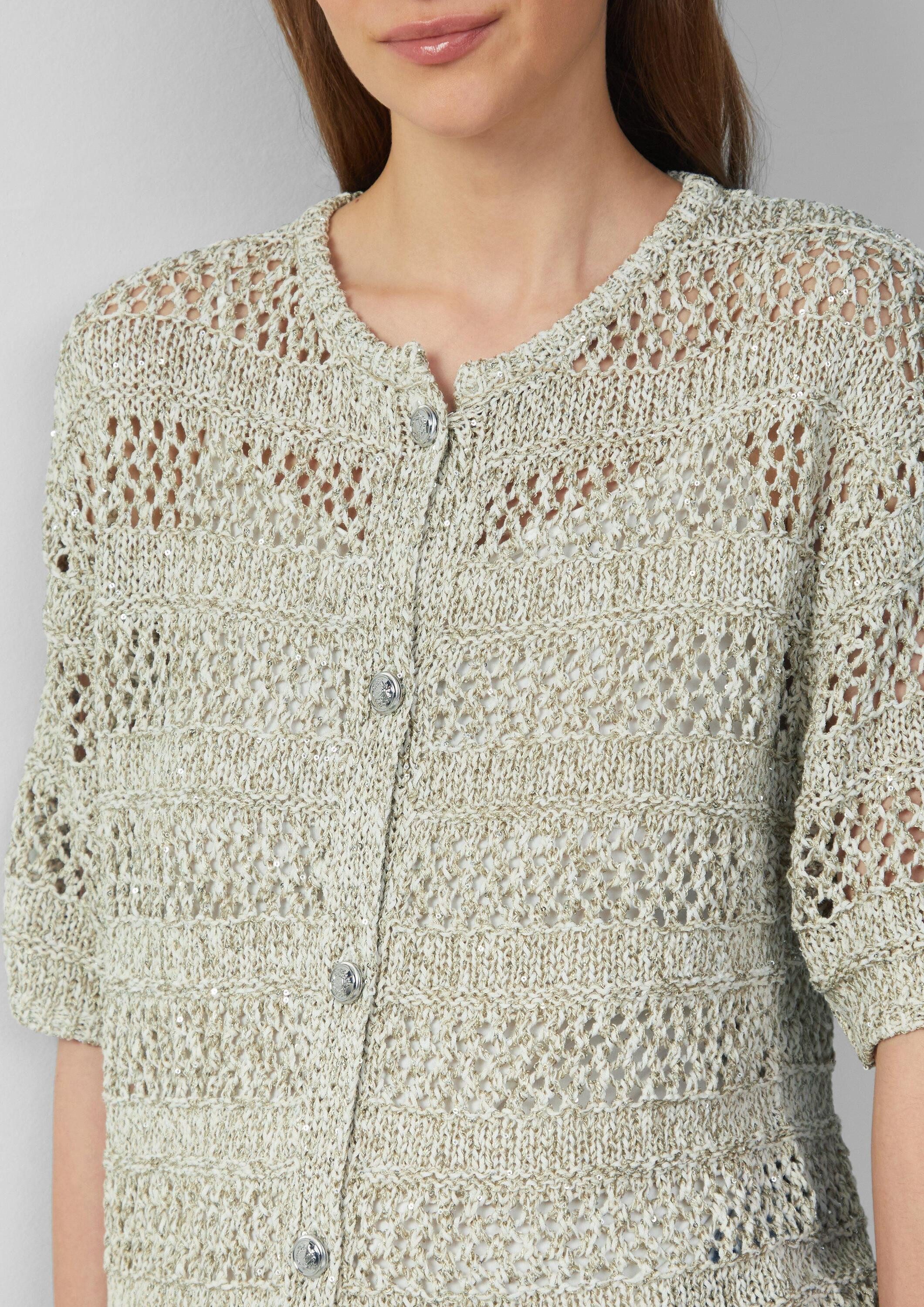 s.Oliver Cardigan Strickjacke Ajour-Strickjacke mit Glitzereffekt