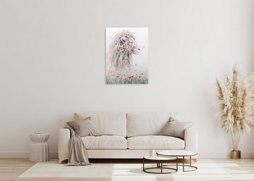 KUNSTLOFT Gemälde König der Savanne 75x100 cm, Leinwandbild 100% HANDGEMALT Wandbild Wohnzimmer
