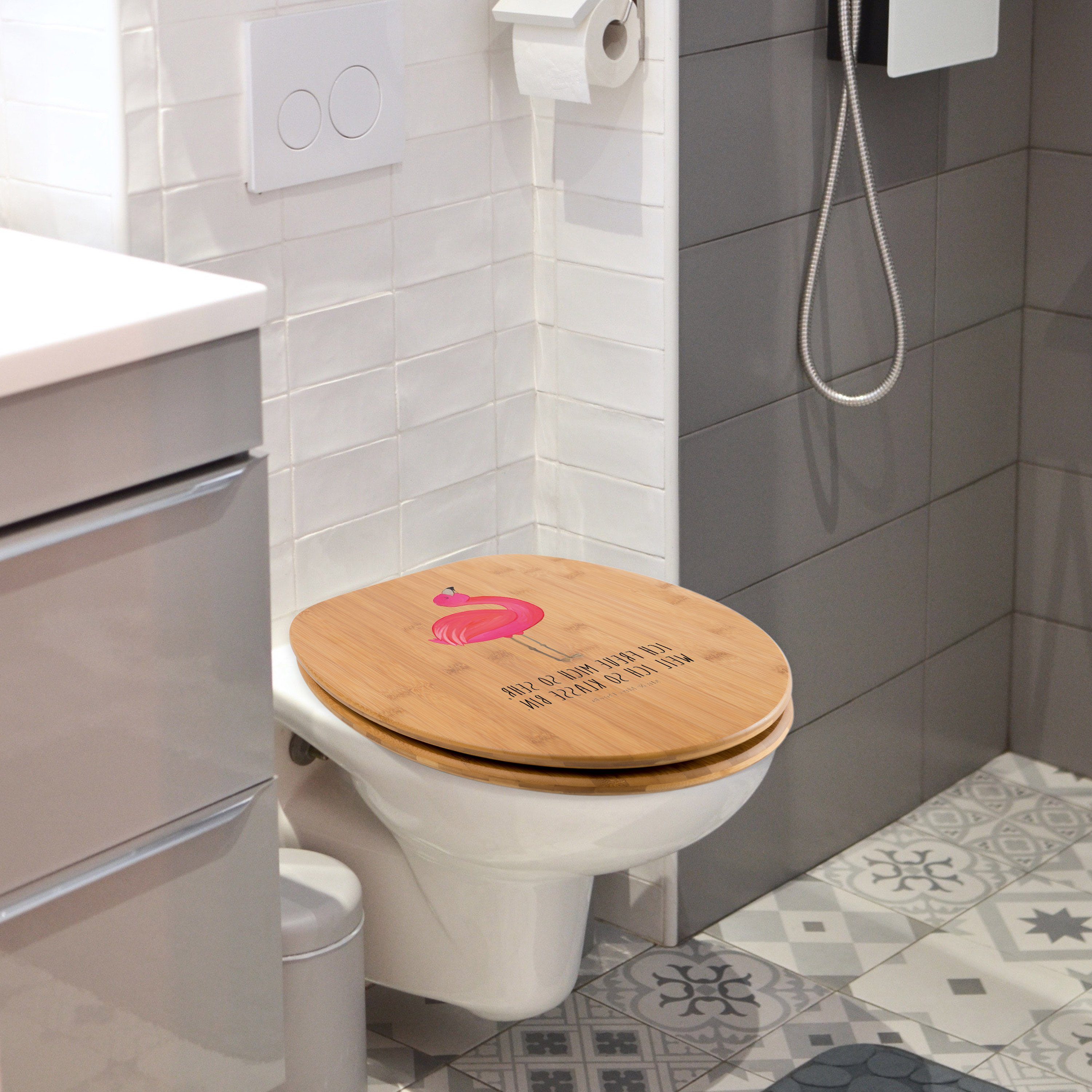 Mr. & Mrs. Panda WC-Sitz Flamingo Stolz, Toilettendeckel, Transparent, Selbstliebe, Mama, Klod (Packung), badezimmer wc sitz Geschenk Beste Freundin