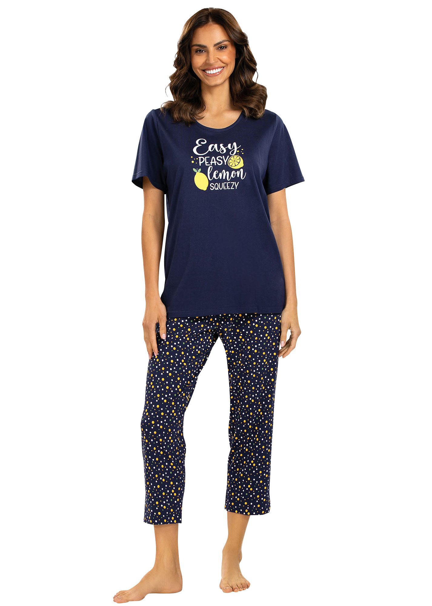 comtessa Pyjama Damen-Schlafanzug Single-Jersey gemustert günstig online kaufen