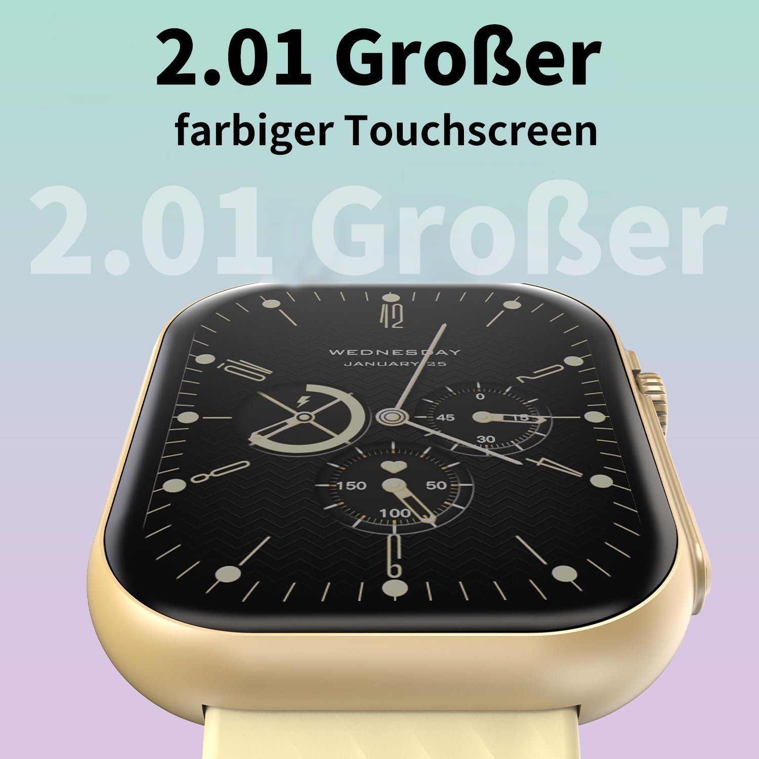 Damen Herren goldfarben Zoll) für Fitnessarmband Fitnessuhr Smartwatch JOEAIS Smartwatch " Watch (2.01 Sport