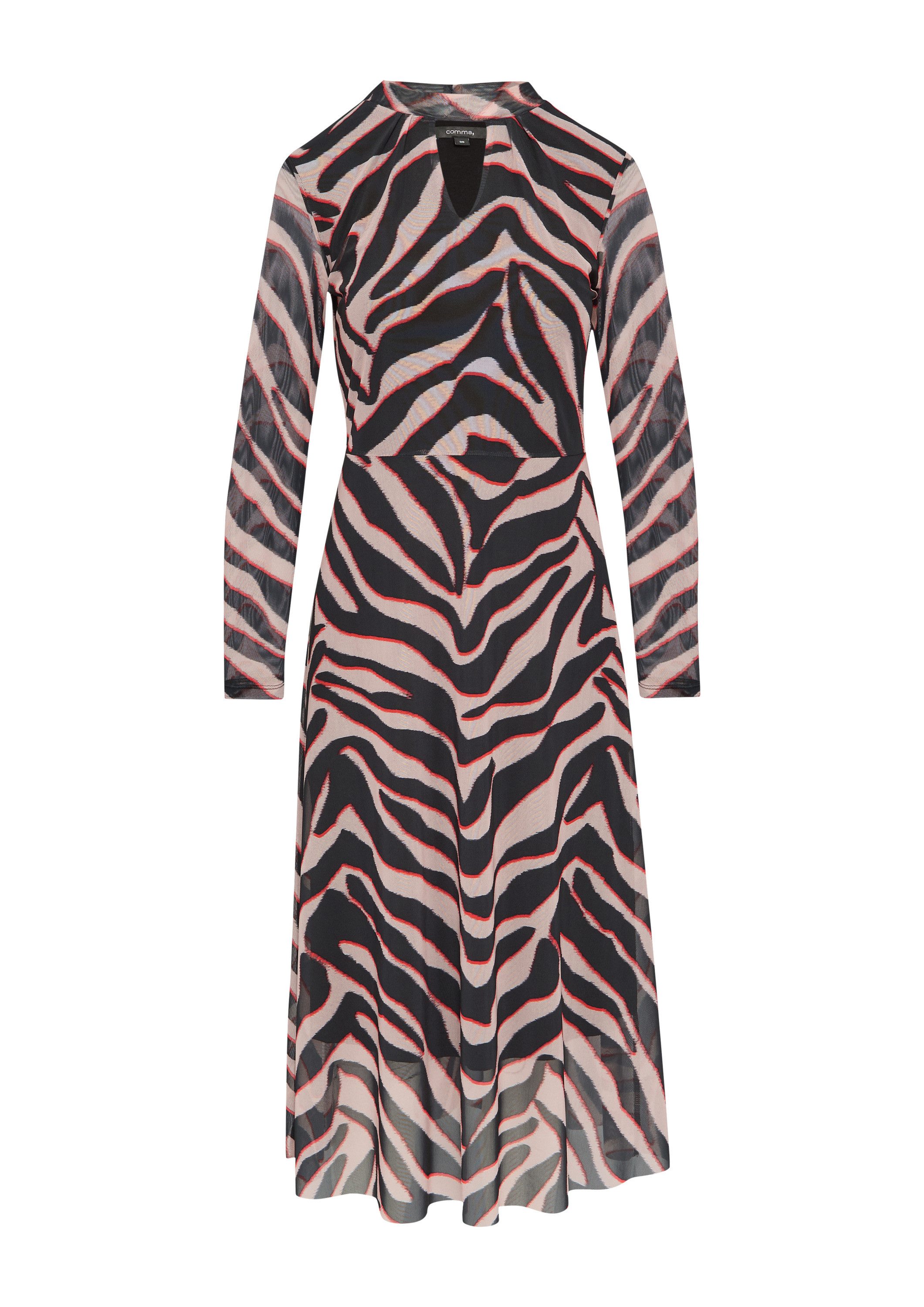 comma Maxikleid Kleid Mesh-Kleid mit Stehkragen