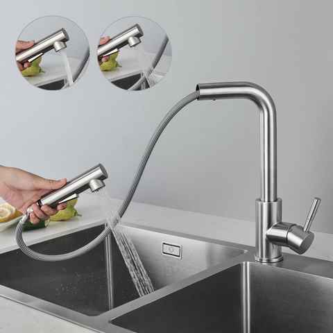 CECIPA pro Küchenarmatur Hochdruck Wasserhahn Küche Ausziehbar Mit 2 Strahlarte ‎wasserhahn kueche ausziehbar
