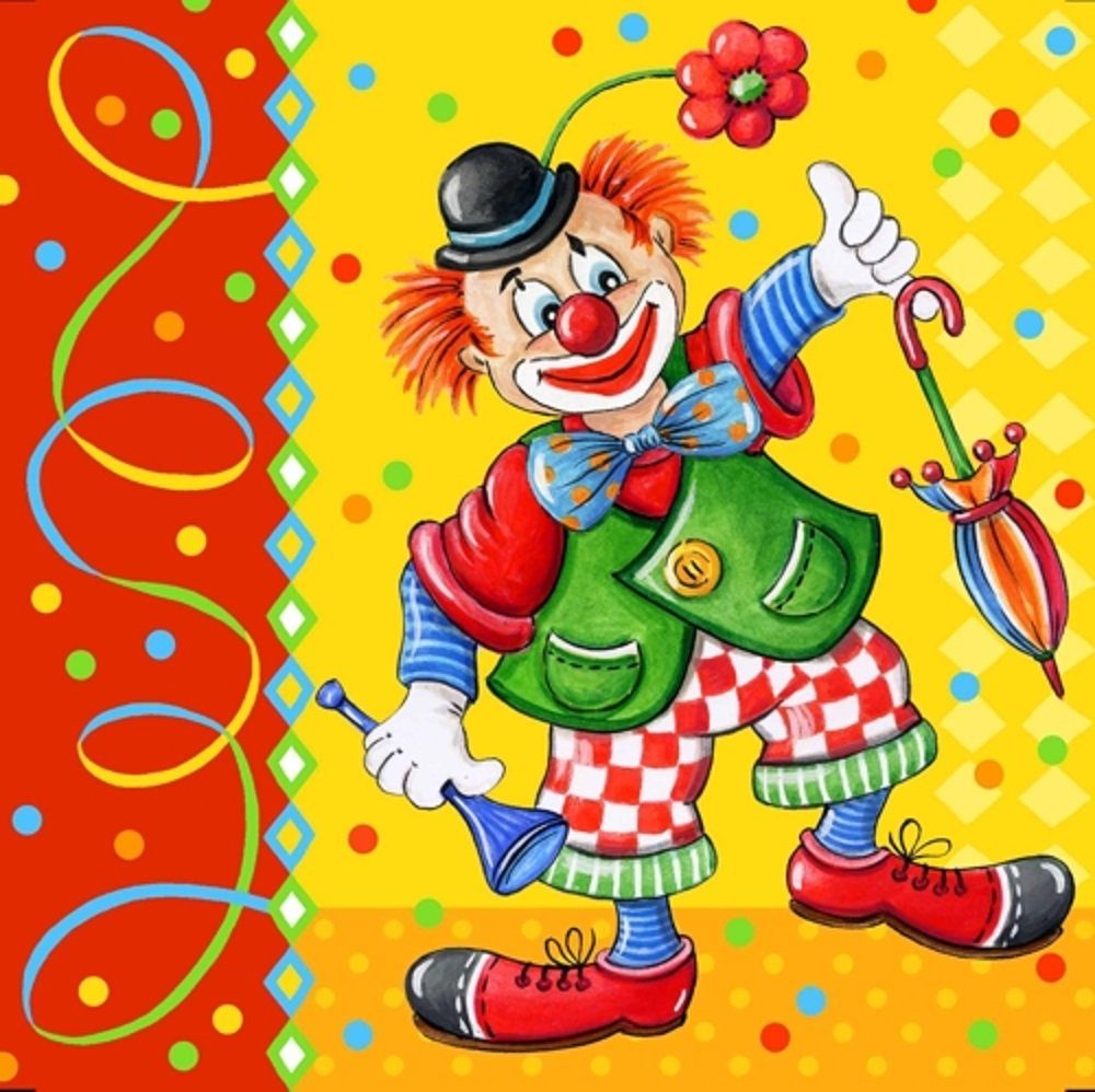 PAPSTAR GmbH Papierserviette Servietten, 3-lagig 1/4-Falz 33 cm x 33 cm "Clown", (20 St)