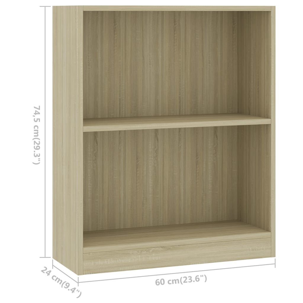 cm 60x24x74,5 Holzwerkstoff furnicato Sonoma-Eiche Bücherregal