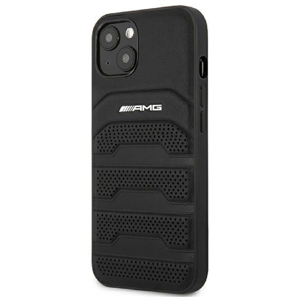 Mercedes Handyhülle Case AMG Echtleder Logo schwarz iPhone 14 6,1 Zoll, Kantenschutz