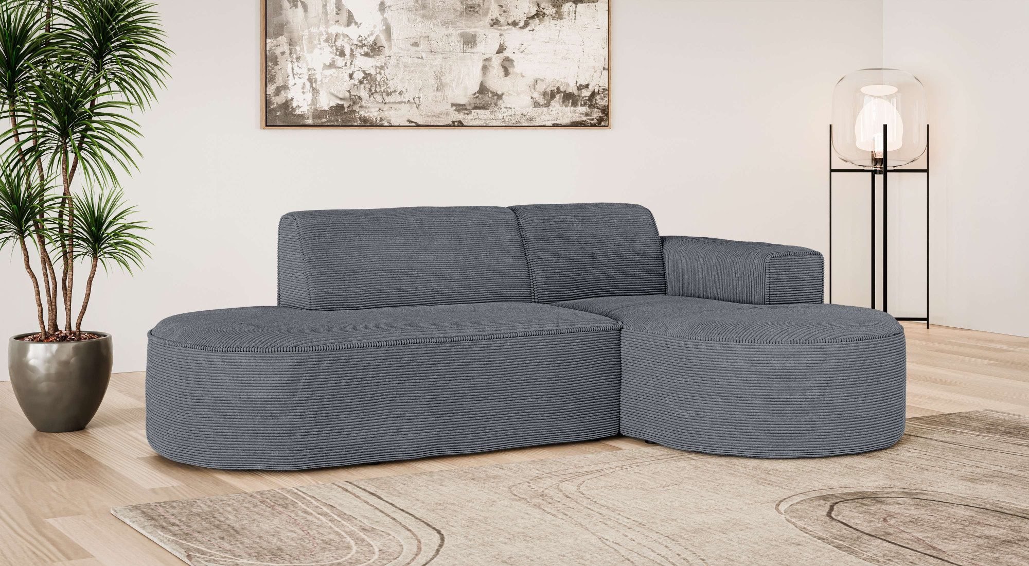 Ecksofa ADELLA Design-Sofa mit Recamiere rechts/links, 248/159/76 cm