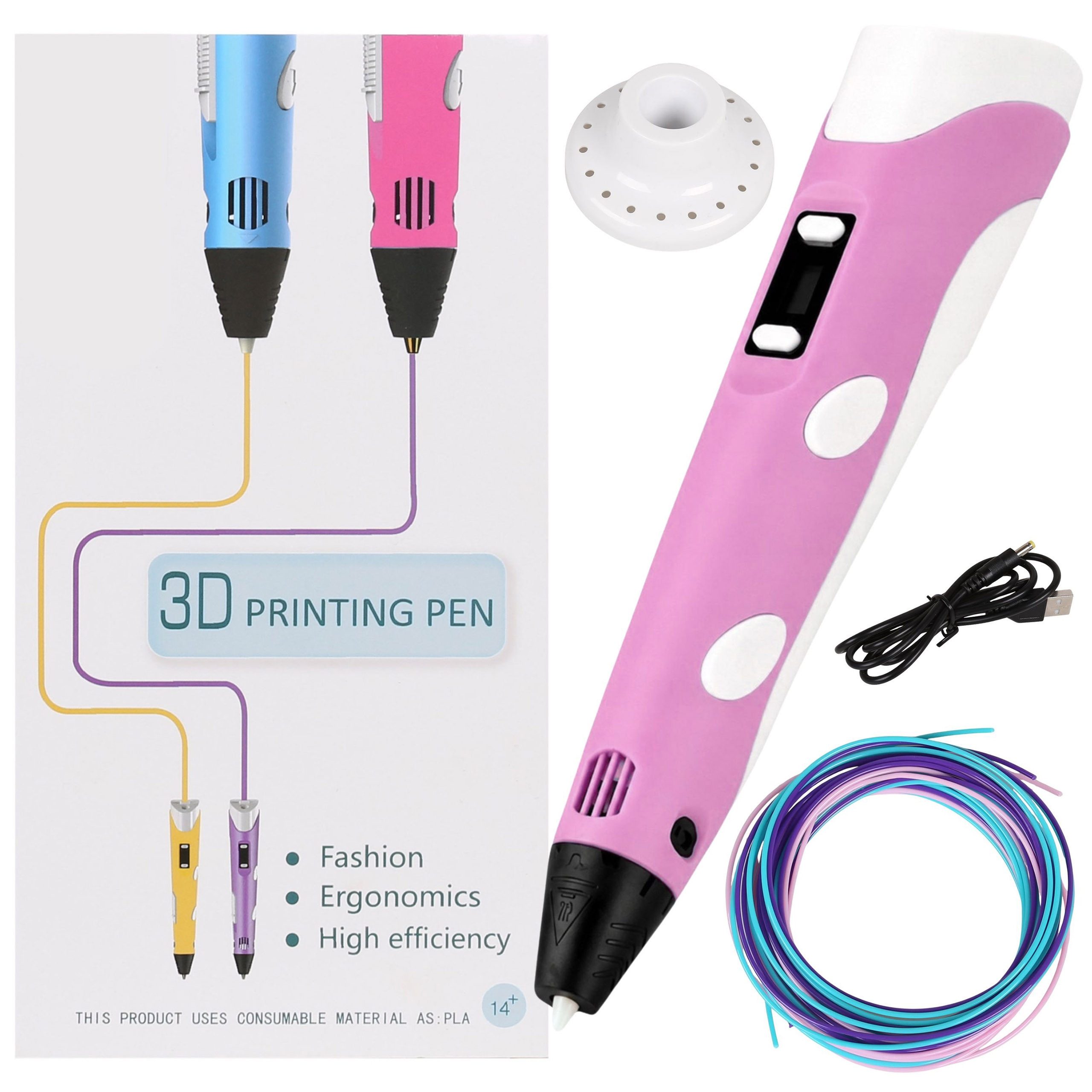 Sarcia.eu 3D-Drucker-Stift Rosa 3D-Stift für Mädchen + Filamente, Ladekabel, ab 14 Jahren – Bild 2 von 5