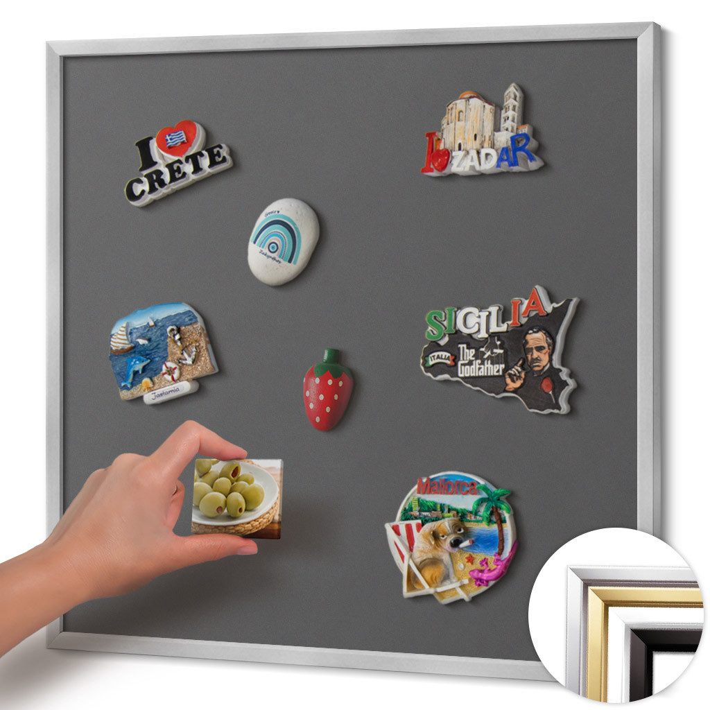 Tulup Magnettafel mit silbernem Rahmen, mit einfarbigem Hintergrund, für Wandmontage, Magnetisches Memoboard Dekorative für Erinnerungen