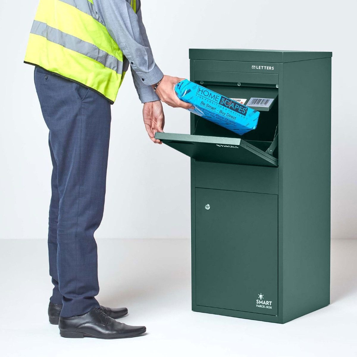 Smart Parcel Box Paketbriefkasten Großer Paketbriefkasten, Entnahme hinten & vorne, grün