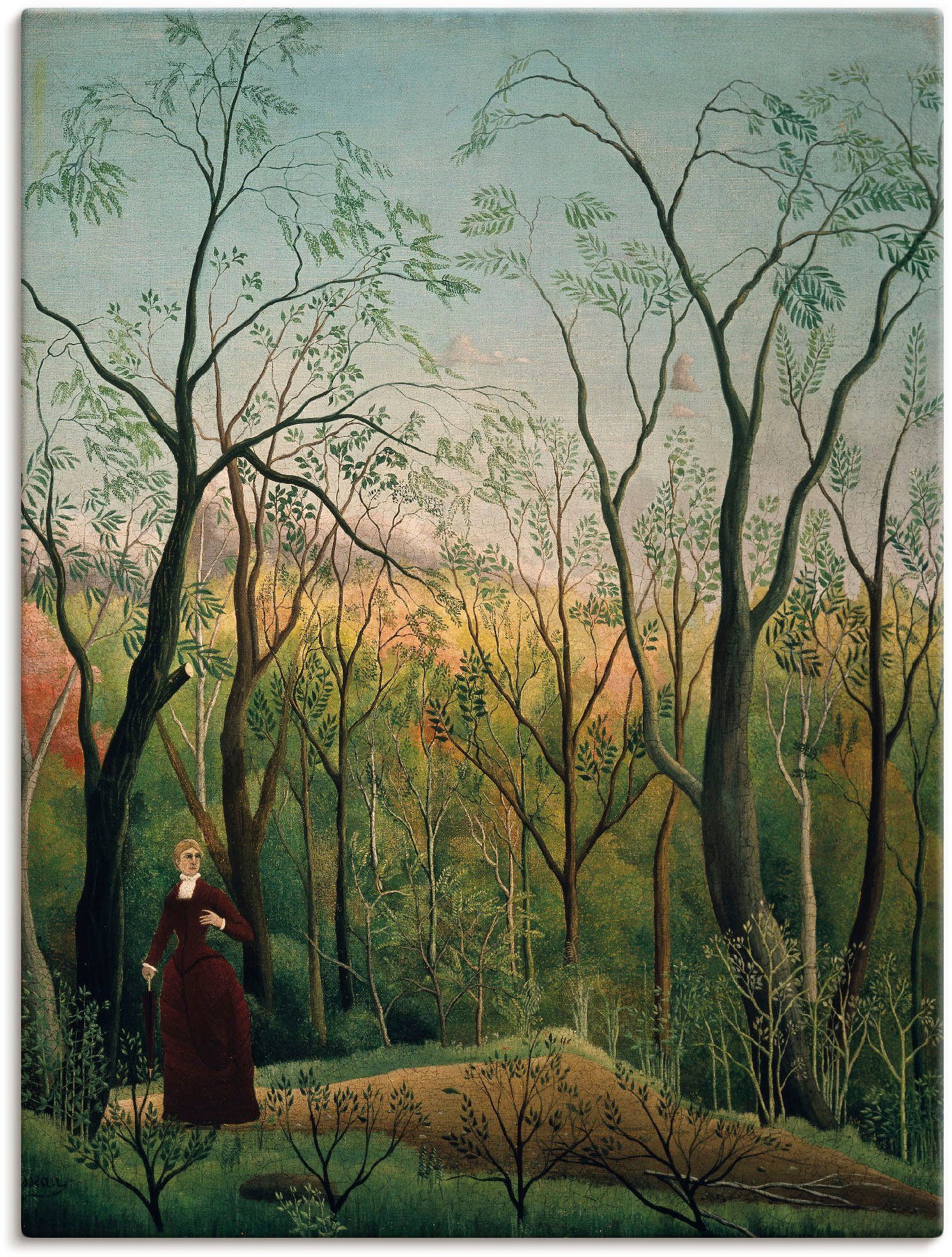 in Wandbild Wandaufkleber Poster Waldrand. 1886, (1 als oder Artland Leinwandbild, St), Wald versch. Alubild, Am Größen Um