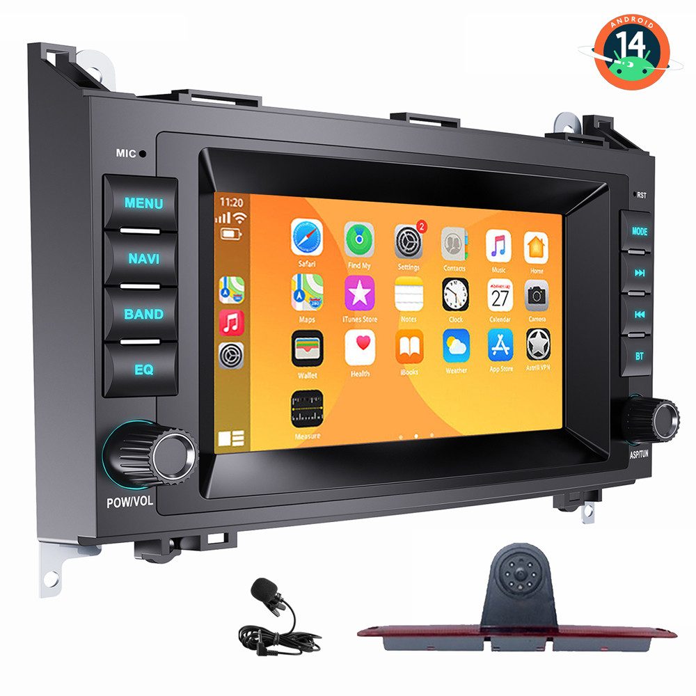 ESSGOO Bremsleuchte Rückfahrkamera Autoradio Für Mercedes Benz Sprinter W906 Autoradio (FM, AM, GPS NAVI Cayplay Autoradio auto RDS SWC)