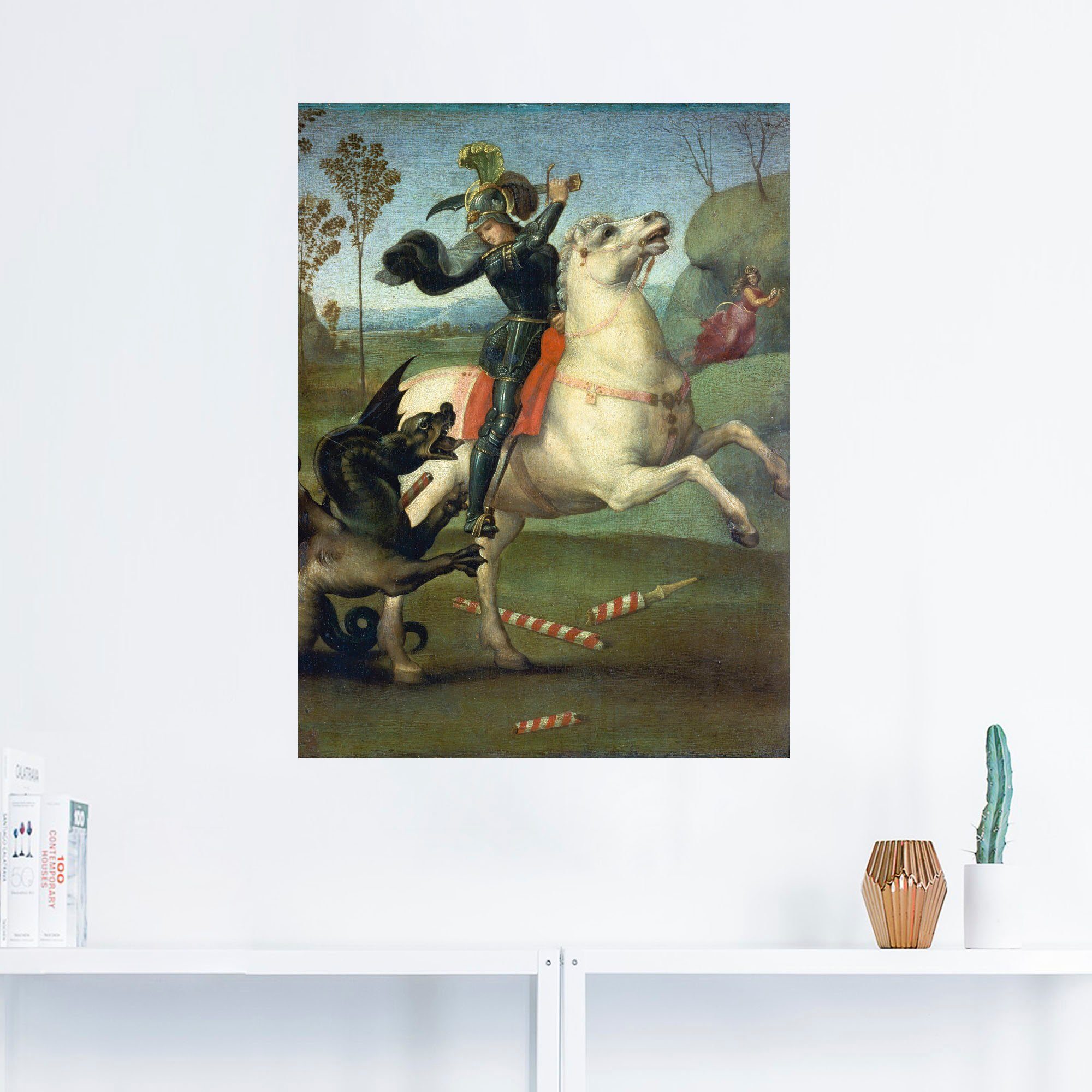 Poster Kampf hl.Georg Mann als Wandaufkleber im (1 Leinwandbild, Der St), Drachen, Artland versch. dem oder Wandbild mit in Größen