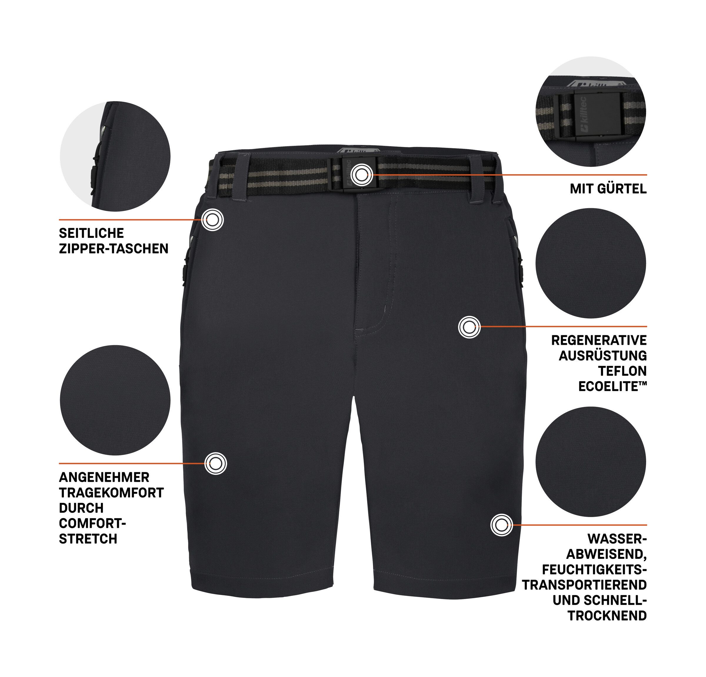 Killtec Bermudas KOS 20 MN BRMDS Herren Funktionsbermudas: wasserabweisend, schnelltrocknend