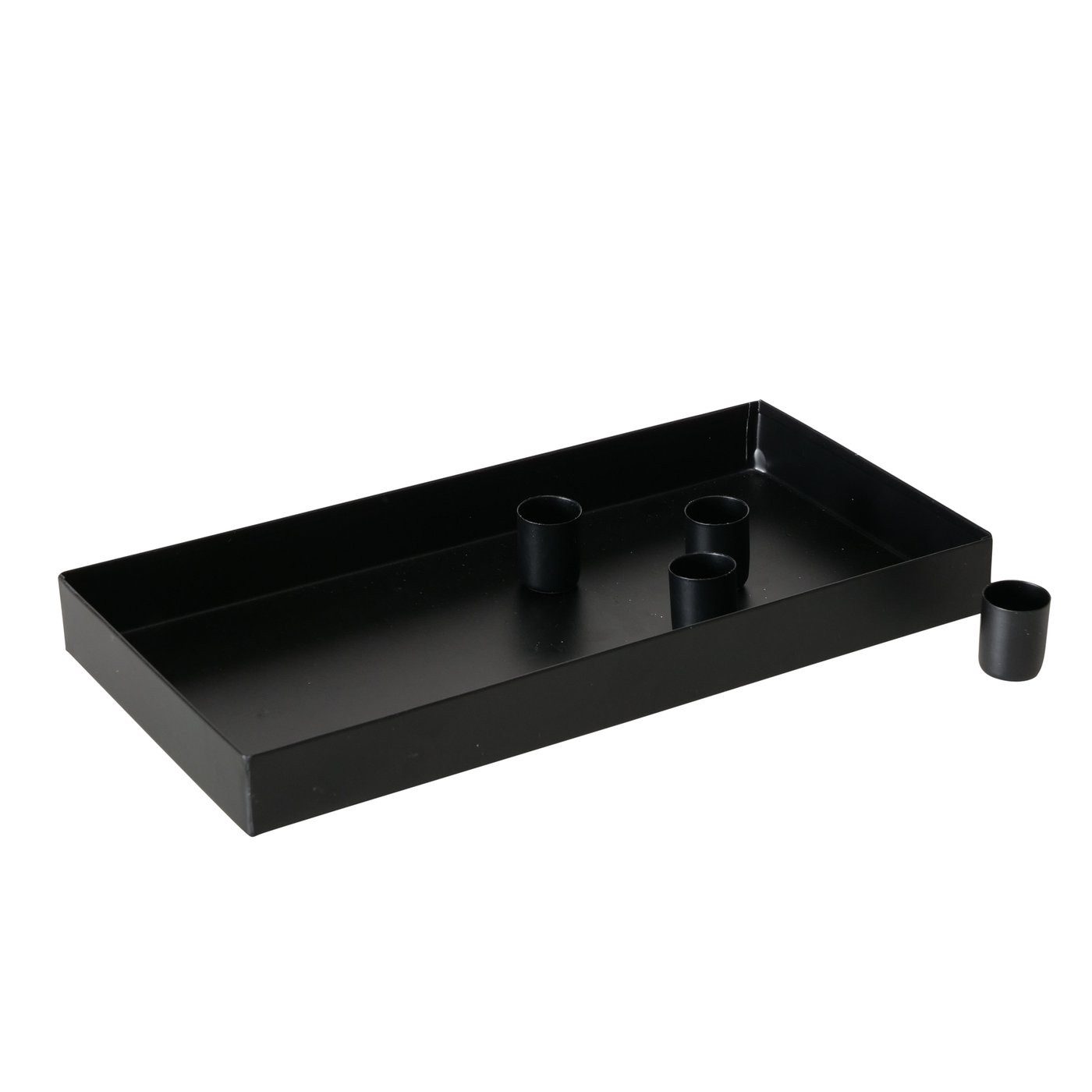 BOLTZE Tablett Tablett DL30cm mit Magnetischen Kerzenhaltern schwarz, Magnet Tablett