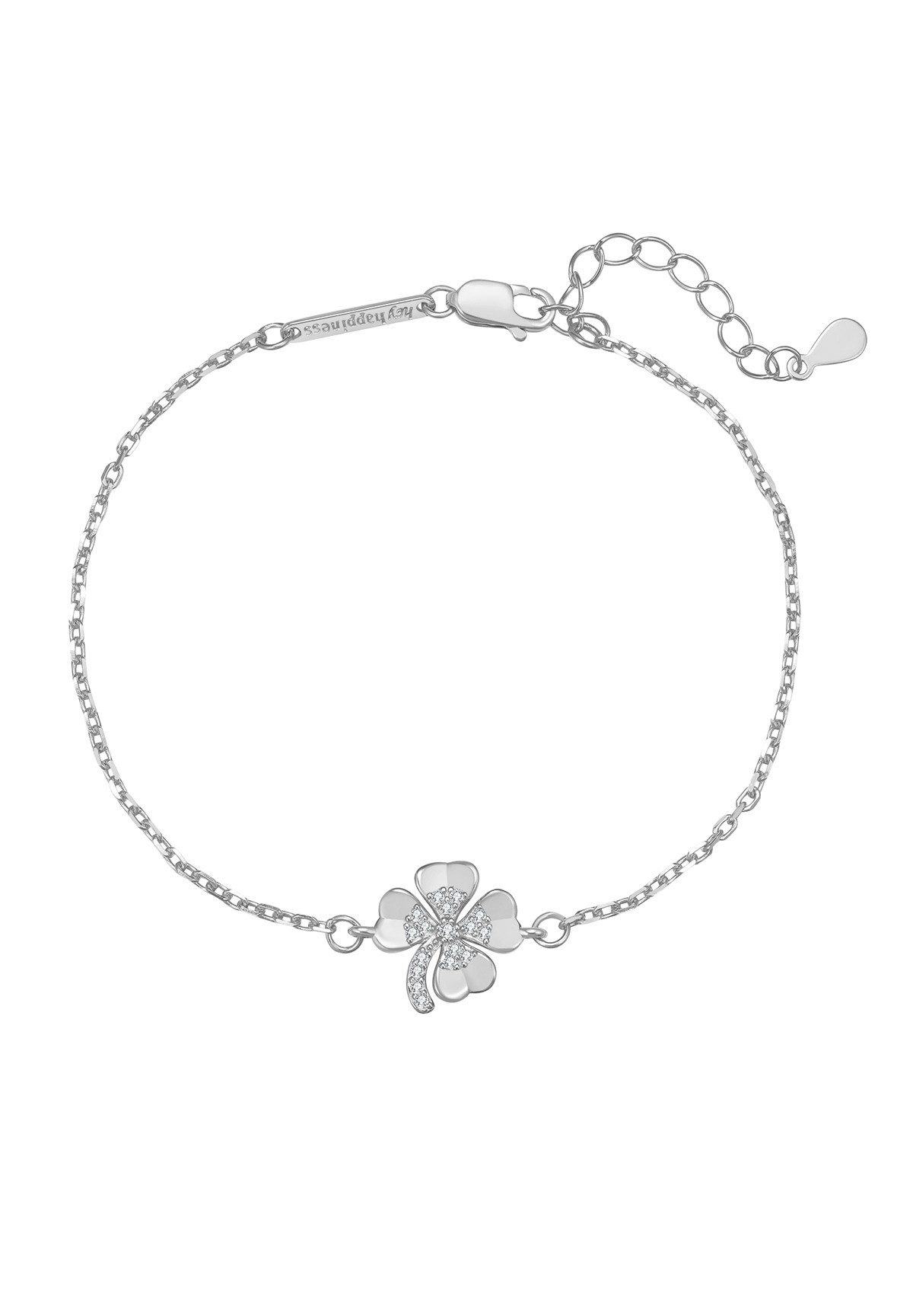 Hey Happiness Silberarmband Vierblättriges Kleeblatt mit Zirkon in Roségold günstig online kaufen