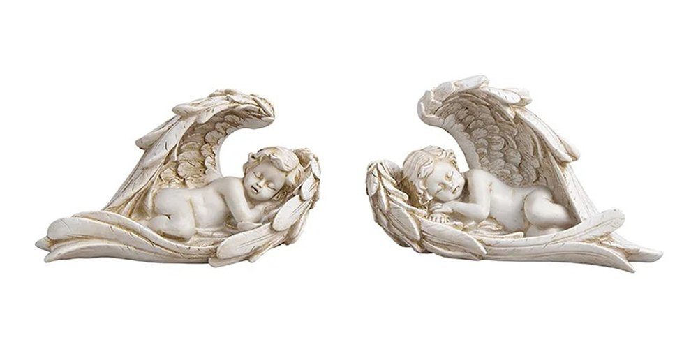 G.Wurm GmbH Engelfigur Schlafende Engel mit großen Flügeln, 2er Set, weiß, Cherubin, Skulptur, Sammlerfigur, Weihnachtsfigur