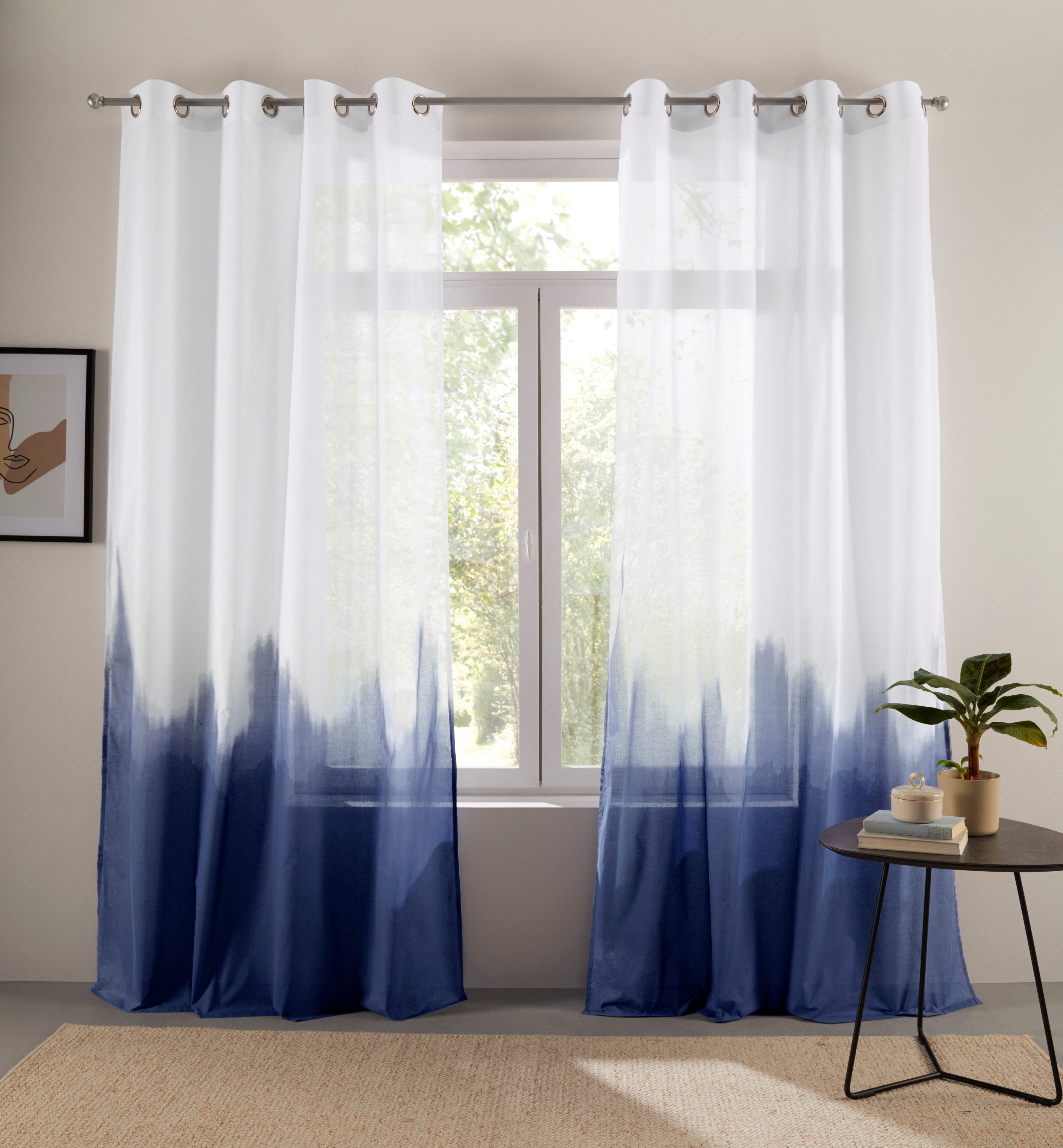 Bruno Banani Gardine Nevalla (1 St), Ösen, halbtransparent, Baumwolle, modern, Farbverlauf, Wohnzimmer, Schlafzimmer, halbtransparent