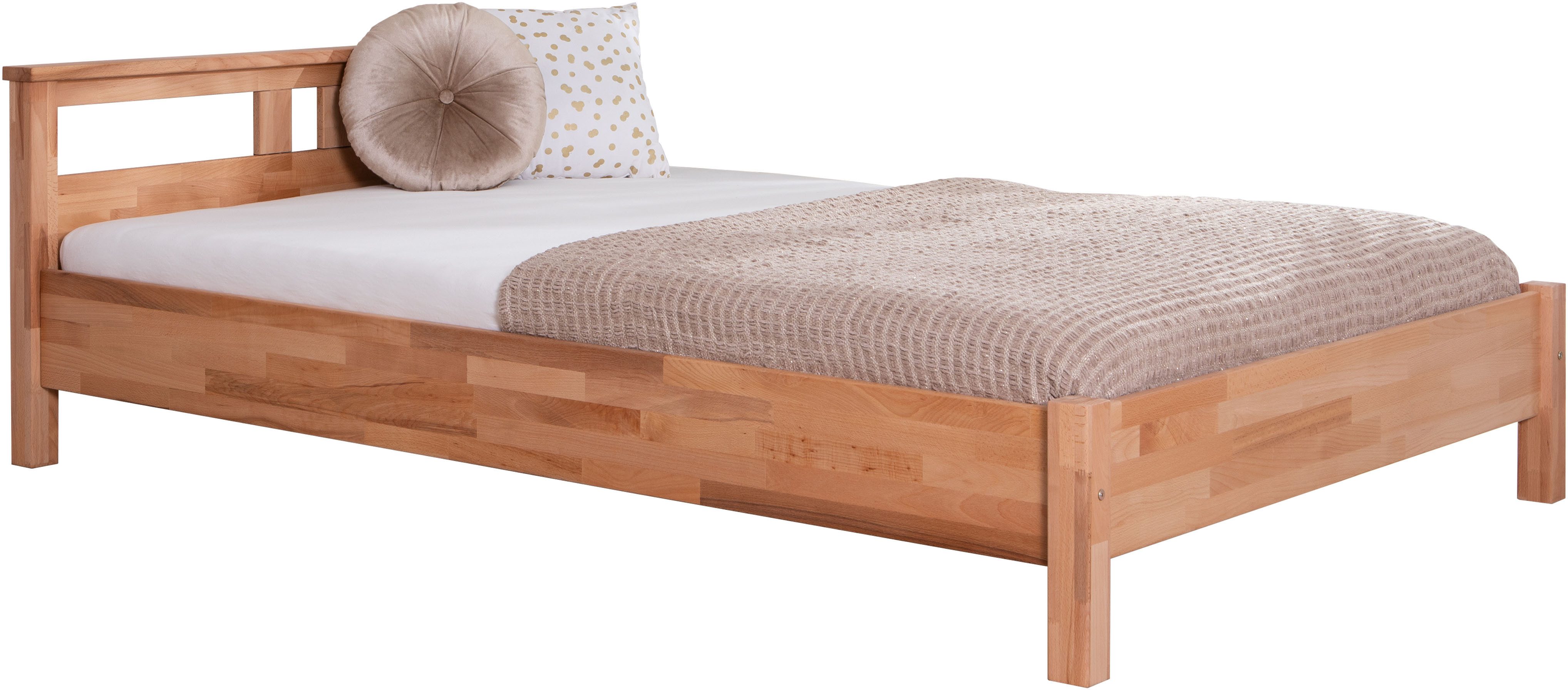 Ticaa Massivholzbett Merci, Doppelbett, aus Buche Massivholz, inkl. Rollrost