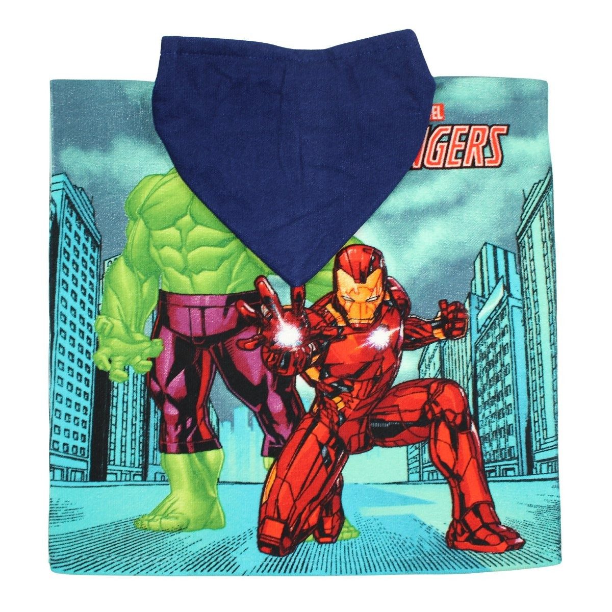 MARVEL Badeponcho Marvel Avengers Hulk Kinder Mikrofaser Poncho Badeponcho mit Kapuze, Polyester, Kapuze, ohne