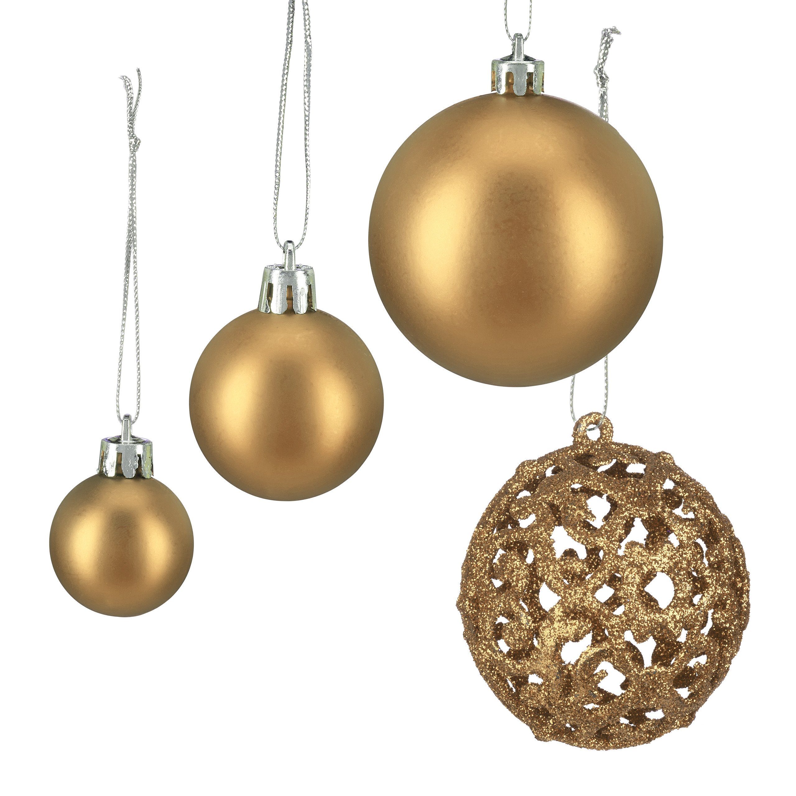 relaxdays Weihnachtsbaumkugel Gold 50er Silber Set, im Gold Weihnachtskugeln