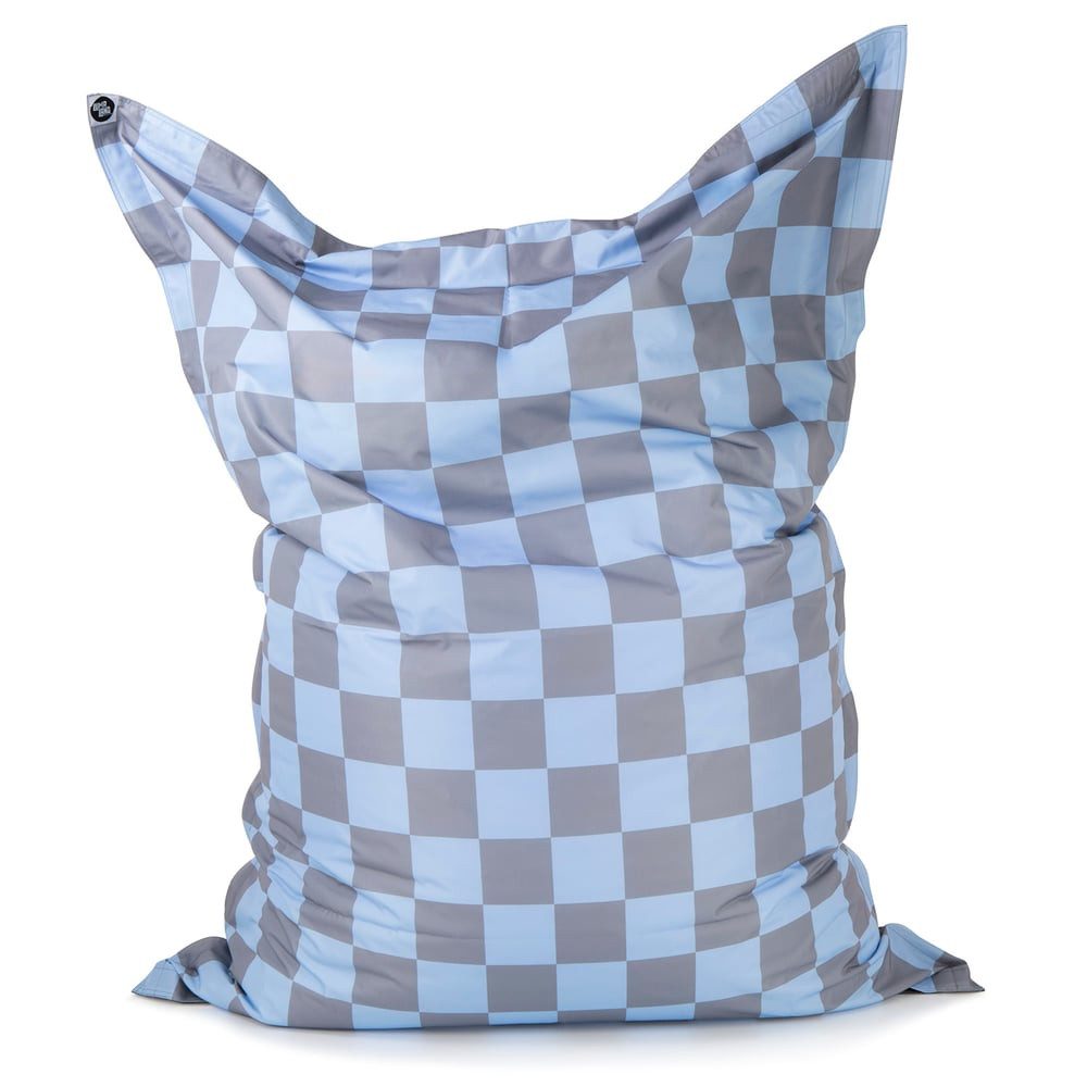 Lumaland Sitzsack XXL-Sitzsack Karo 380L grau/blau, mit EPS-Perlen - out- & indoor - wasserfest