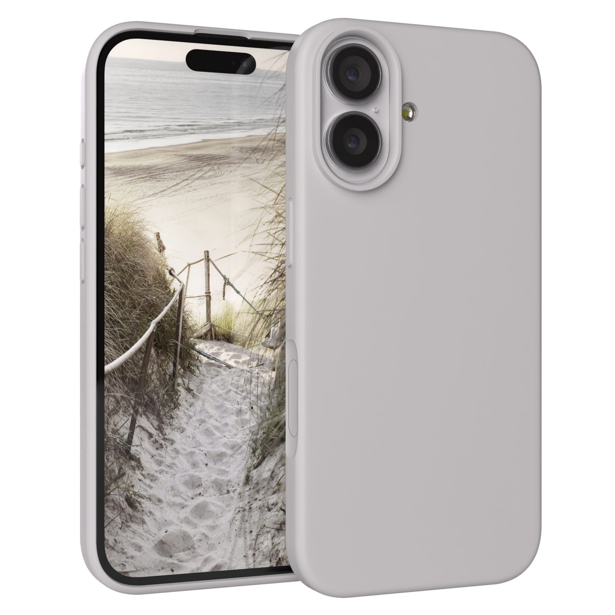EAZY CASE Handyhülle für Apple iPhone 17 Hülle Silikon 6,3 Zoll, Handy Softcase Hülle Silikon mit Displayschutz Case Hellgrau