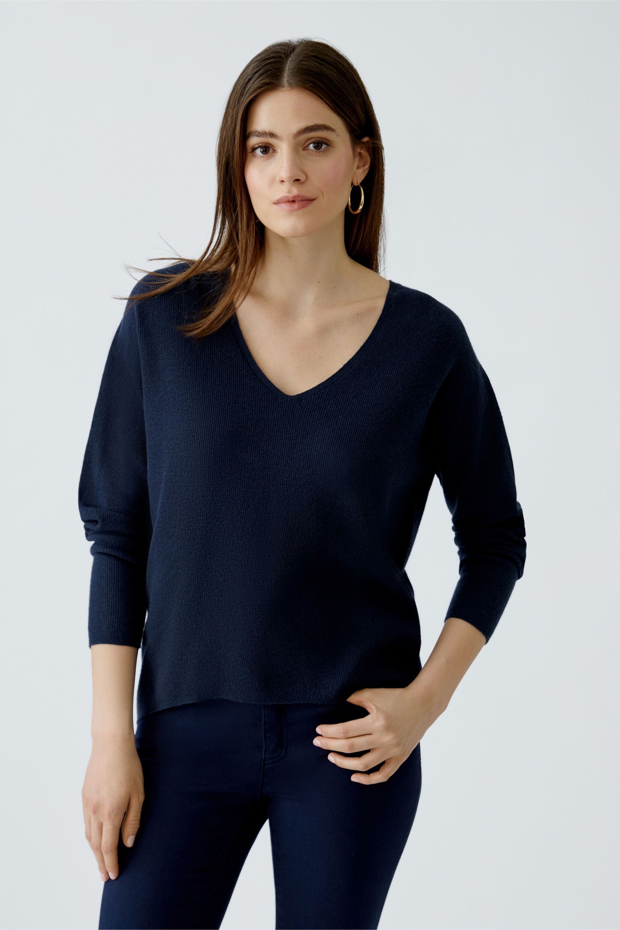 Oui V-Ausschnitt-Pullover FREYJA Pullover Viskosemischung günstig online kaufen