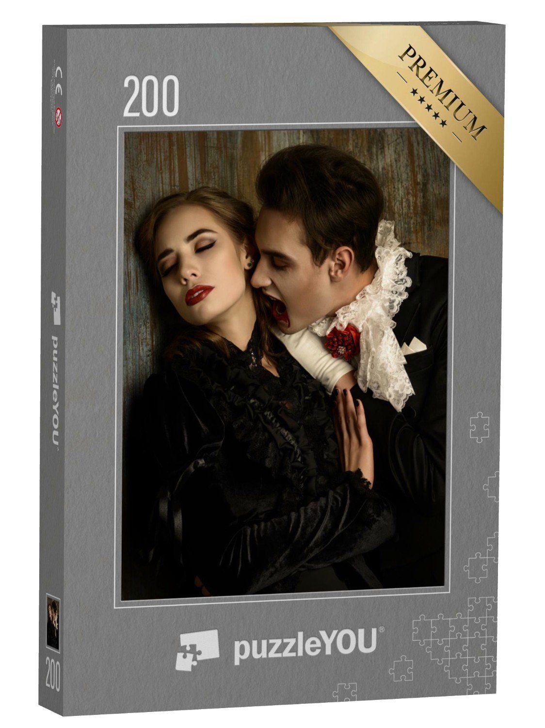 puzzleYOU Puzzle Vampir in Mittelalterkleidung beißt junge Frau, 200 Puzzleteile, puzzleYOU-Kollektionen Vampire