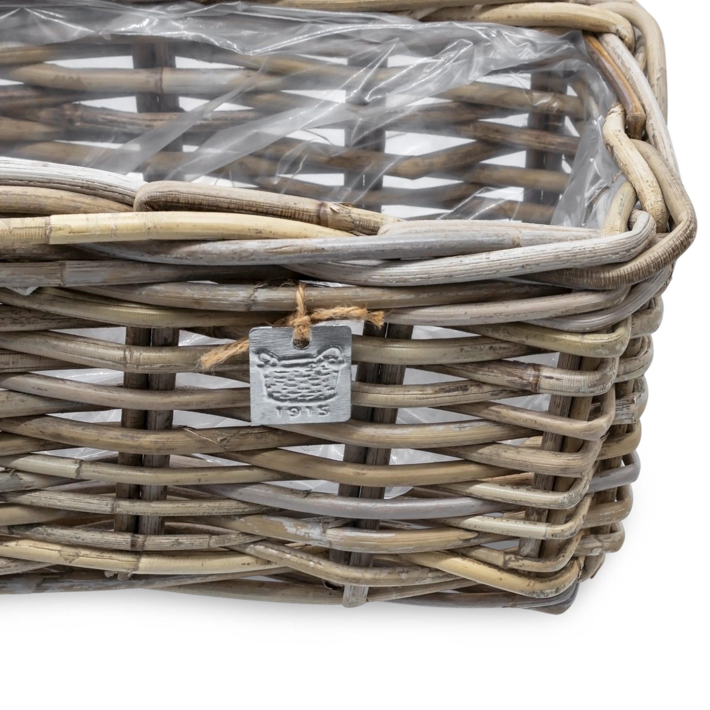 Spetebo Blumenkasten Rattan Pflanzkorb natur mit Folie für Innen und Außen - 58 x 18 cm (Anzahl, 1 St., Stück), Passend für alle Fensterbänke