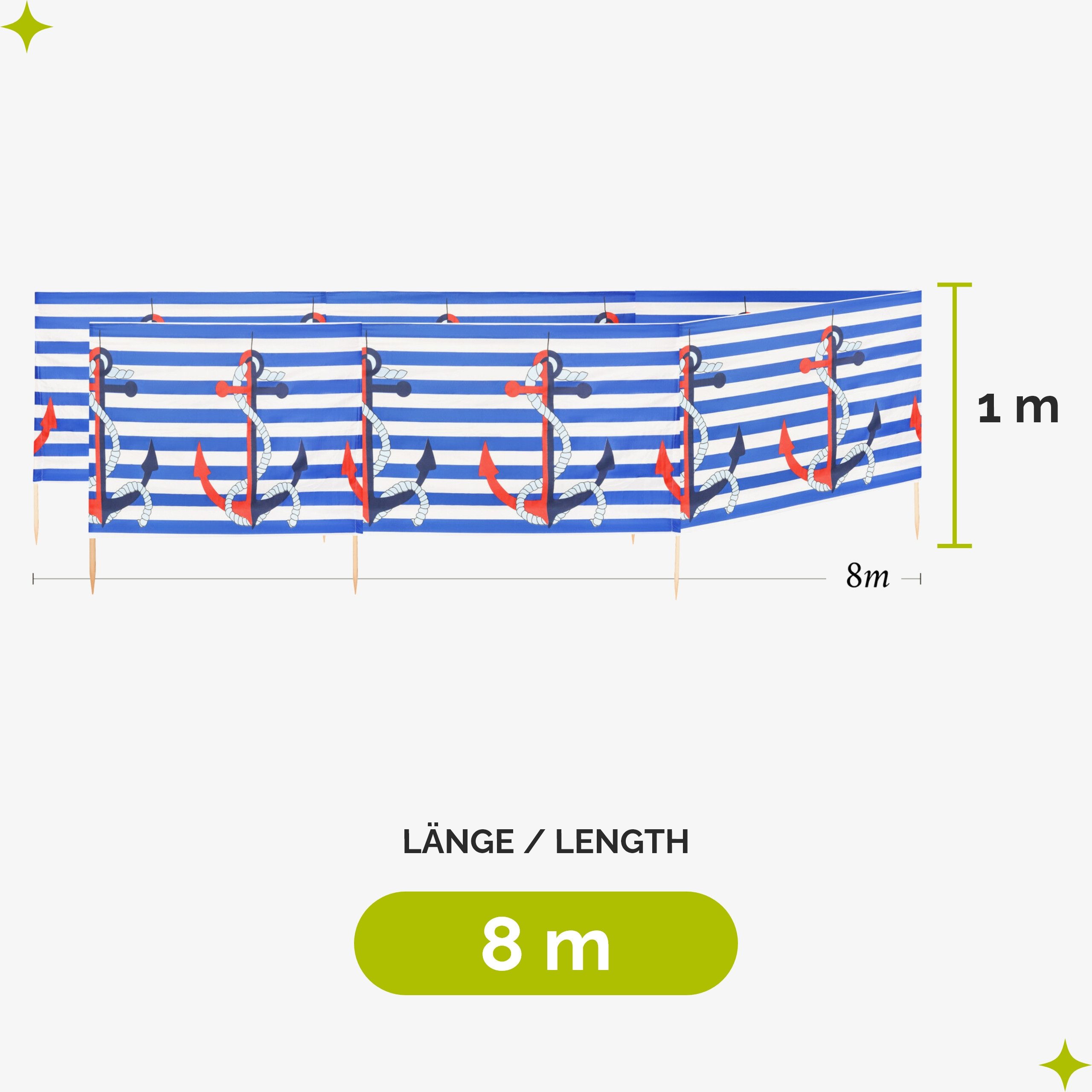 Garronda Windschutz Strand Sichtschutz 8m lang günstig online kaufen