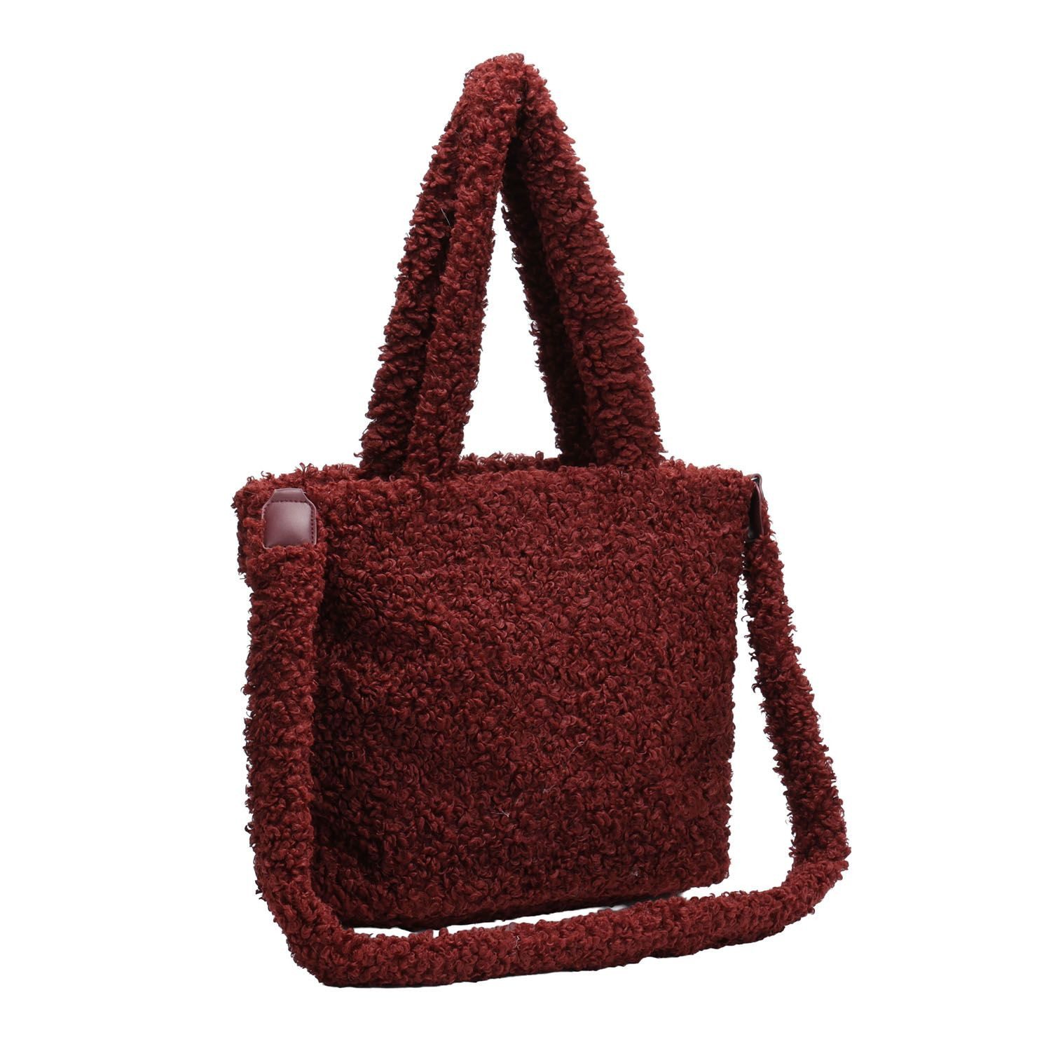 ITALYSHOP24 Schultertasche DAMEN TEDDY Shopper Plüsch TASCHE Tote Bag Felltasche Kuscheltasche, Umhängetasche Wintertasche Beuteltasche Weekender Lammfell-Optik Hobo