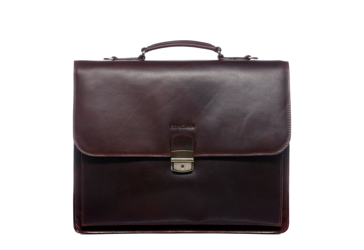 FEYNSINN Laptoptasche echt Leder Aktentasche 15 Zoll Laptop Fach braun, Laptoptasche 15,4 Zoll, Aktentasche Echtleder Herren braun-cognac
