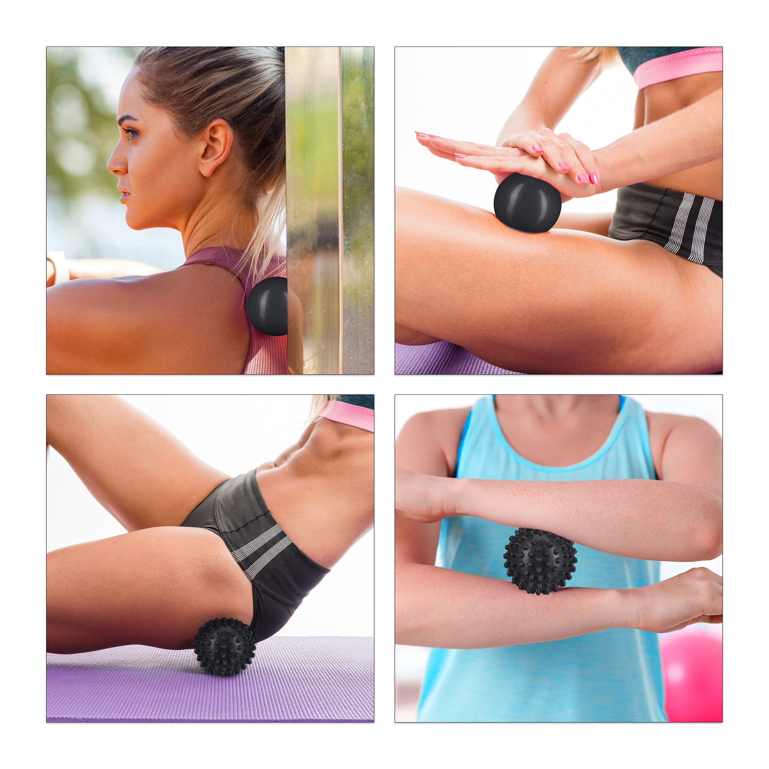 relaxdays Massagerolle Massageball 4er Set (4-tlg)