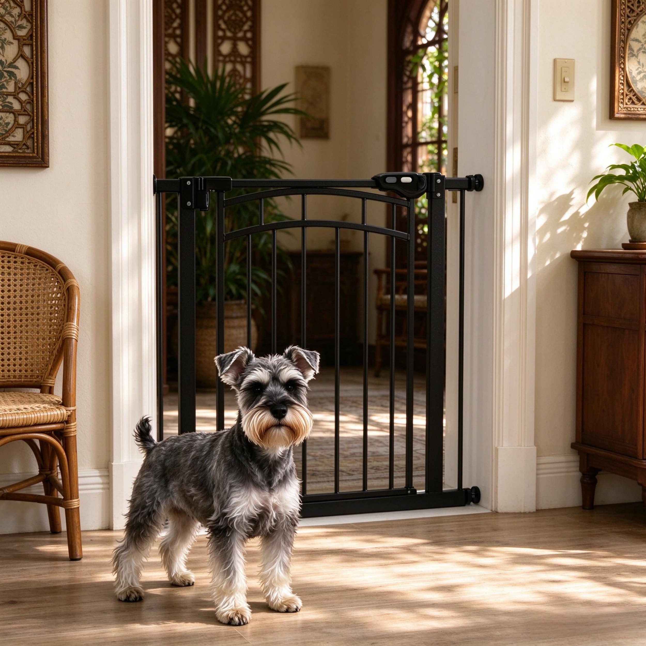 Fine Life Pro Zaunriegel Türschutzgitter für Hunde, Treppengitter erweiterbar, Doppelverriegelung, 74-80 cm